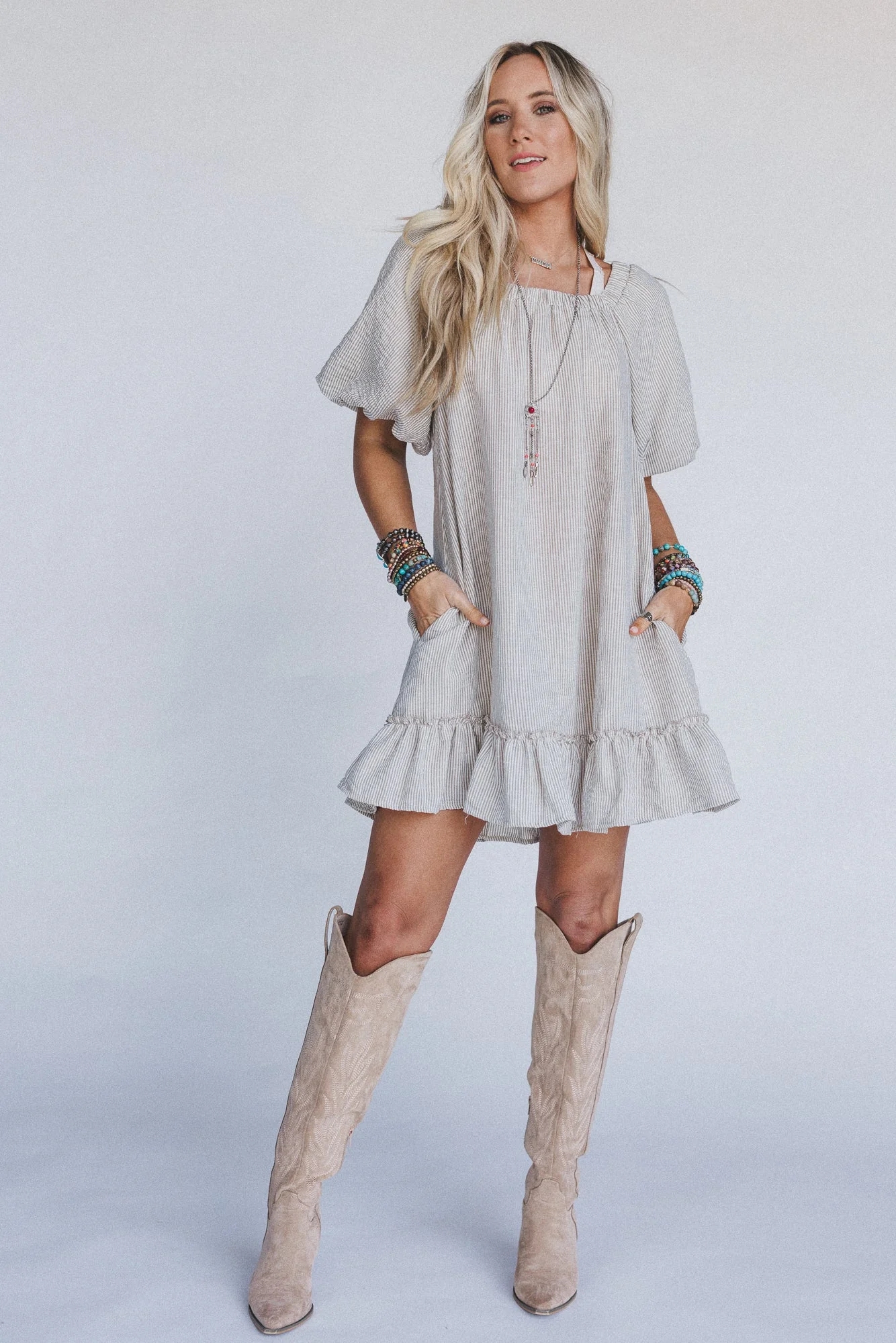 The Nest Solace Ruffled Hem Dress - Natural - Image 2