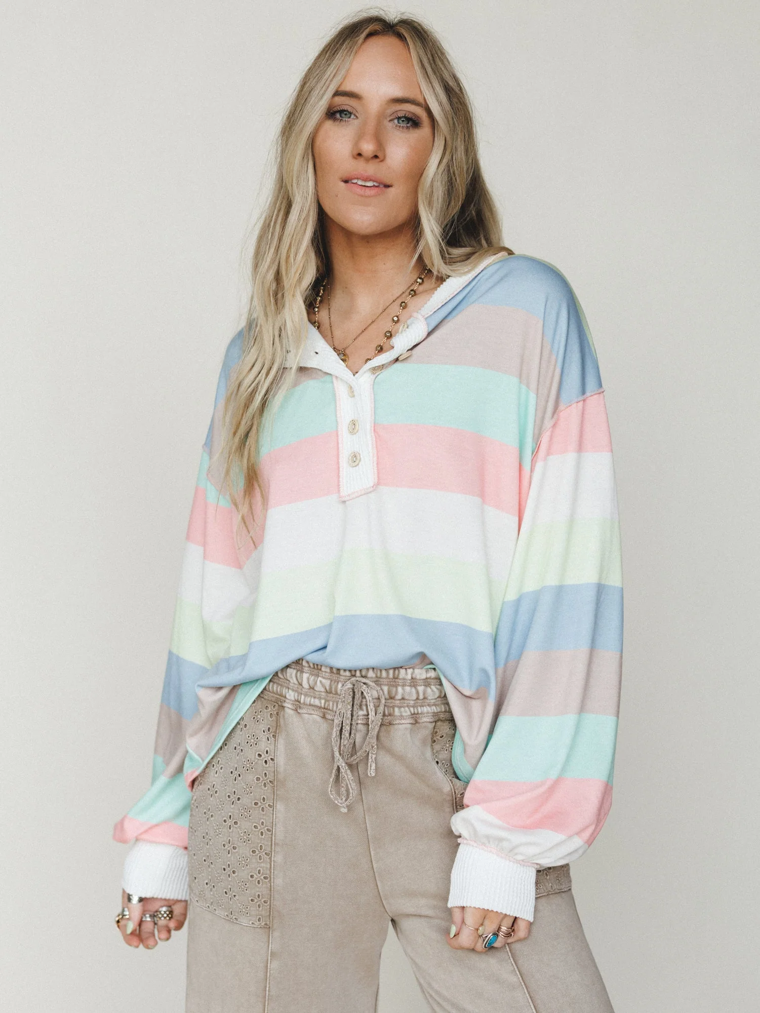 The Nest Striped Darlin Long Sleeve Top - Multi - Image 2