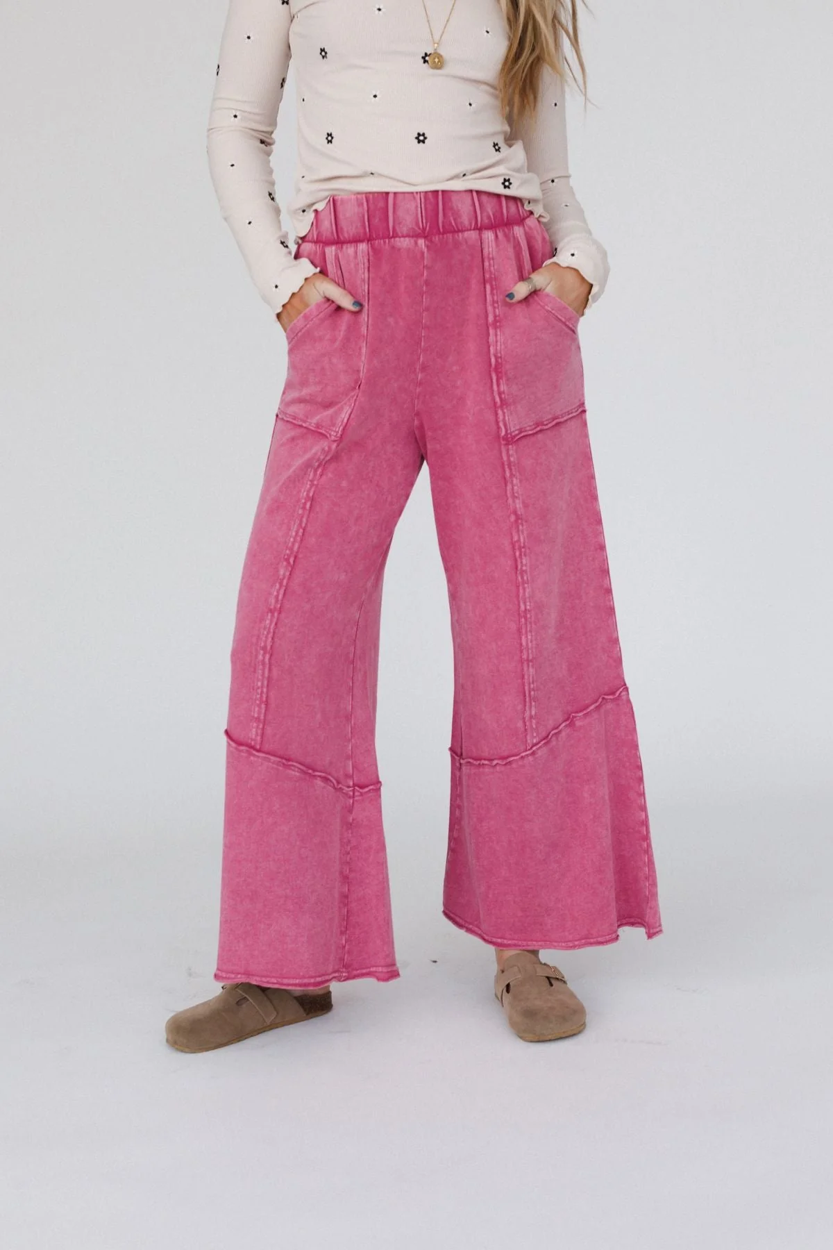 The Nest Sunset Shore Wide Leg Pants - Rose Petal - Pre Order - Image 2