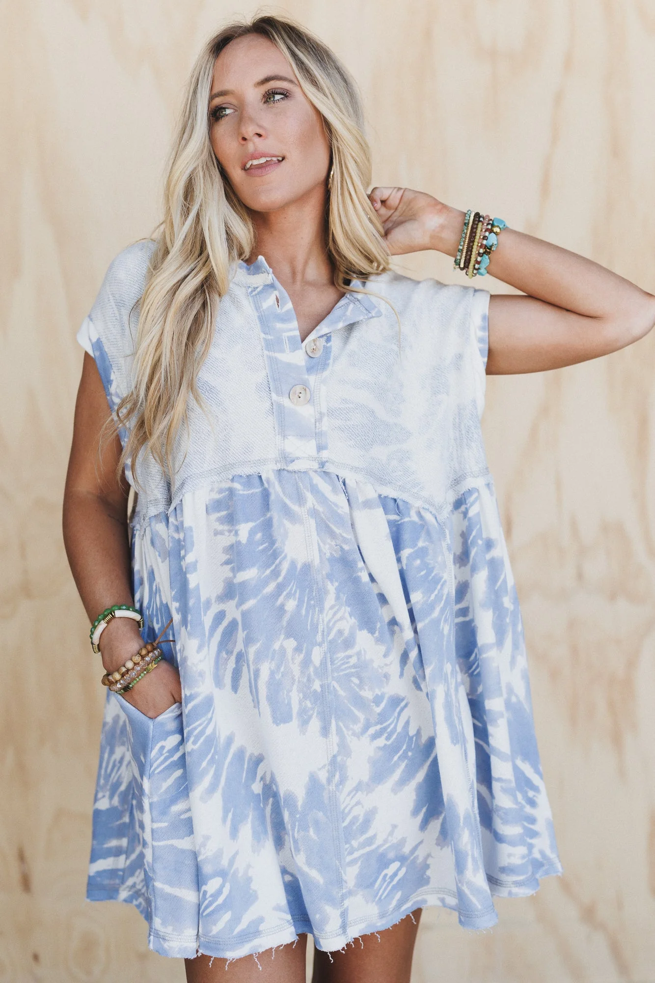 The Nest Sweet Nothings Baby Doll Dress - Blue Tie Dye - Pre Order - Image 2