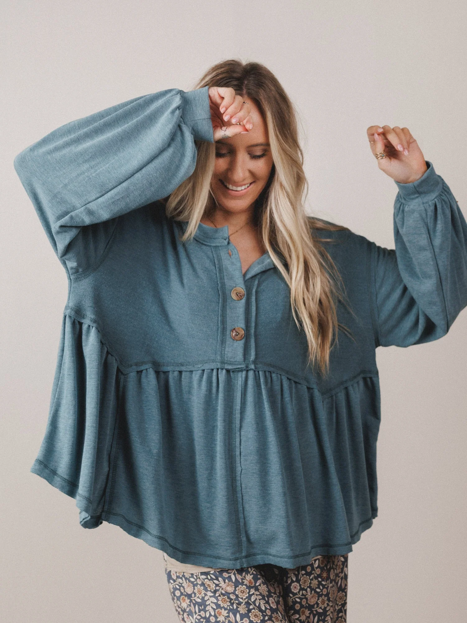 The Nest Sweet Nothings Long Sleeve Top - Teal - Pre Order