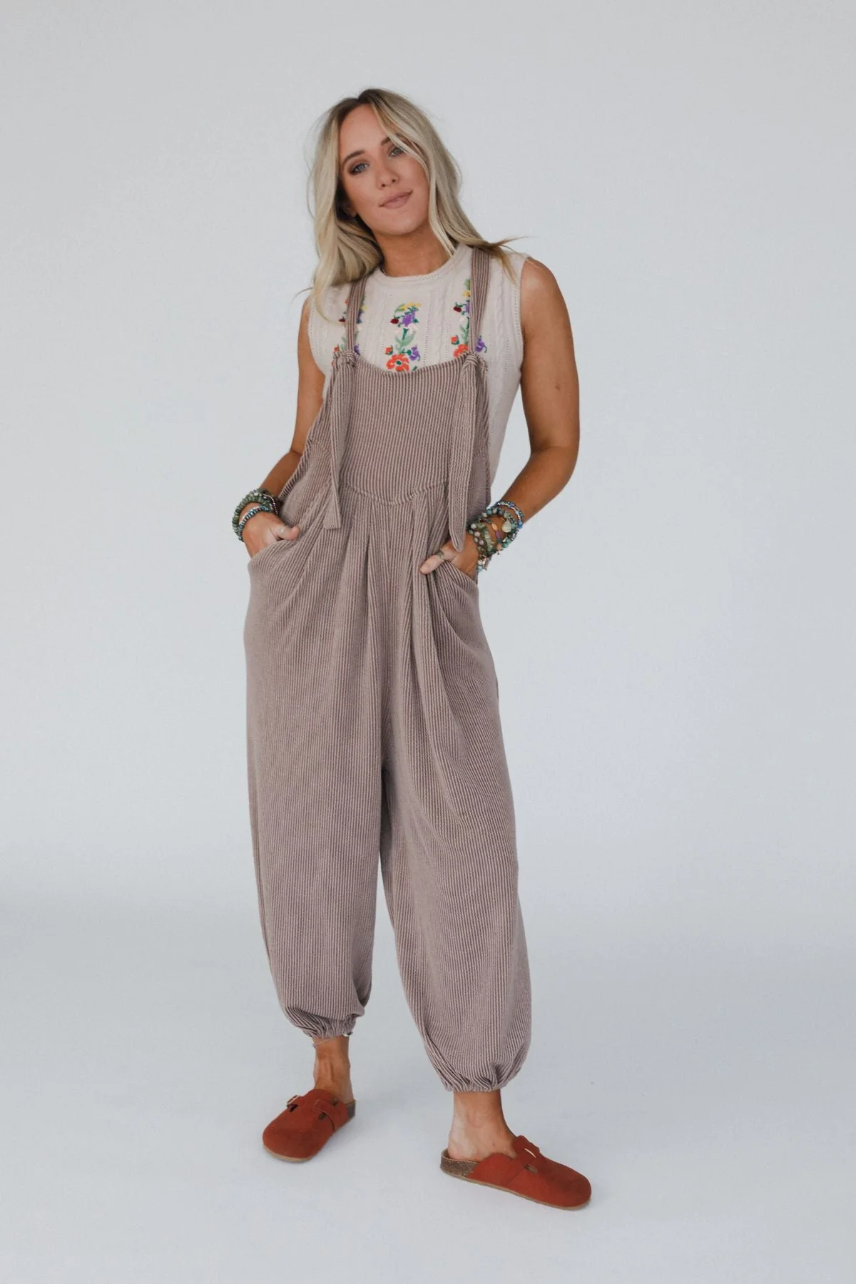 The Nest Tazzlynn Textured Jumpsuit - Acorn - Pre Order