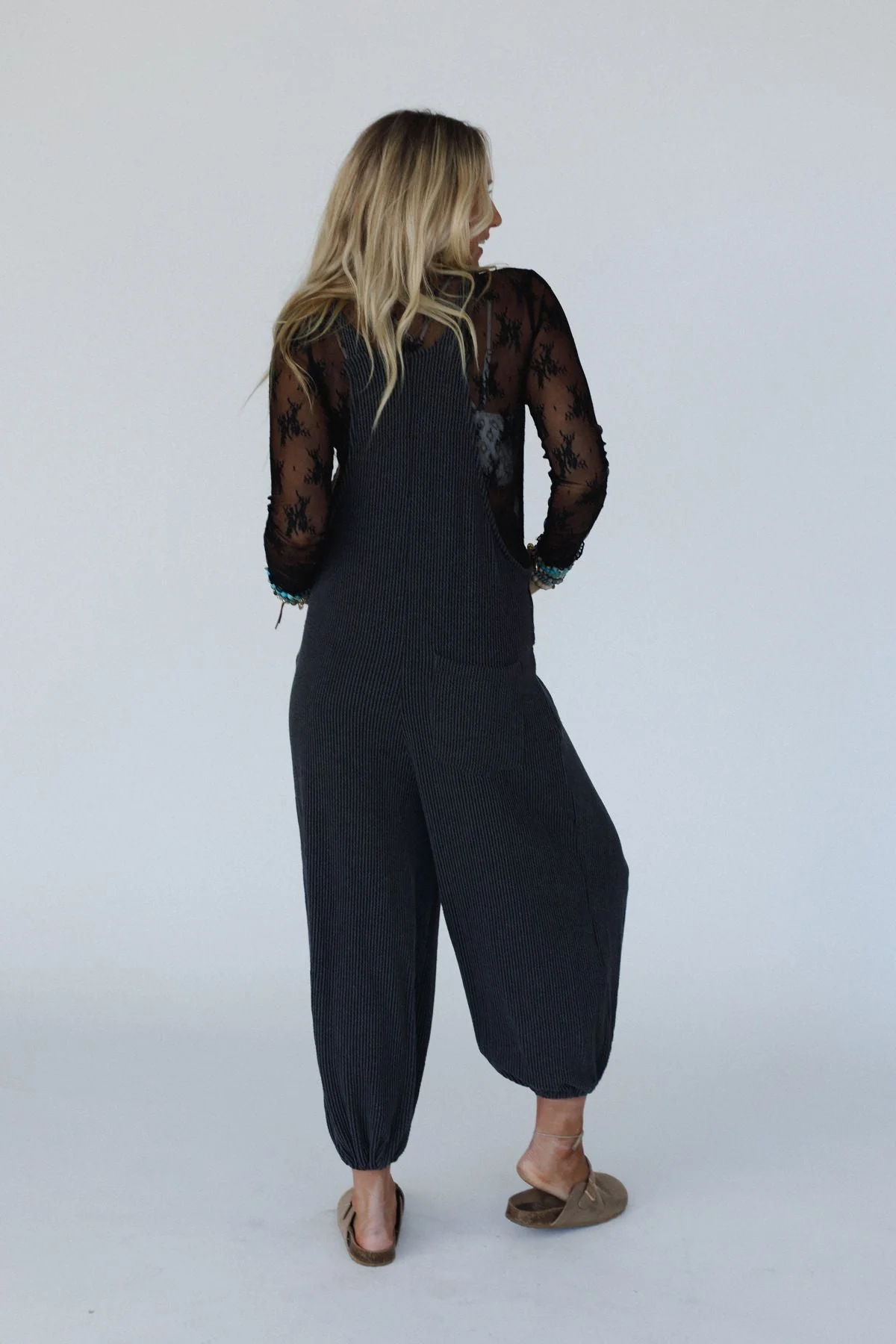 The Nest Tazzlynn Textured Jumpsuit - Charcoal - Pre Order - Image 2