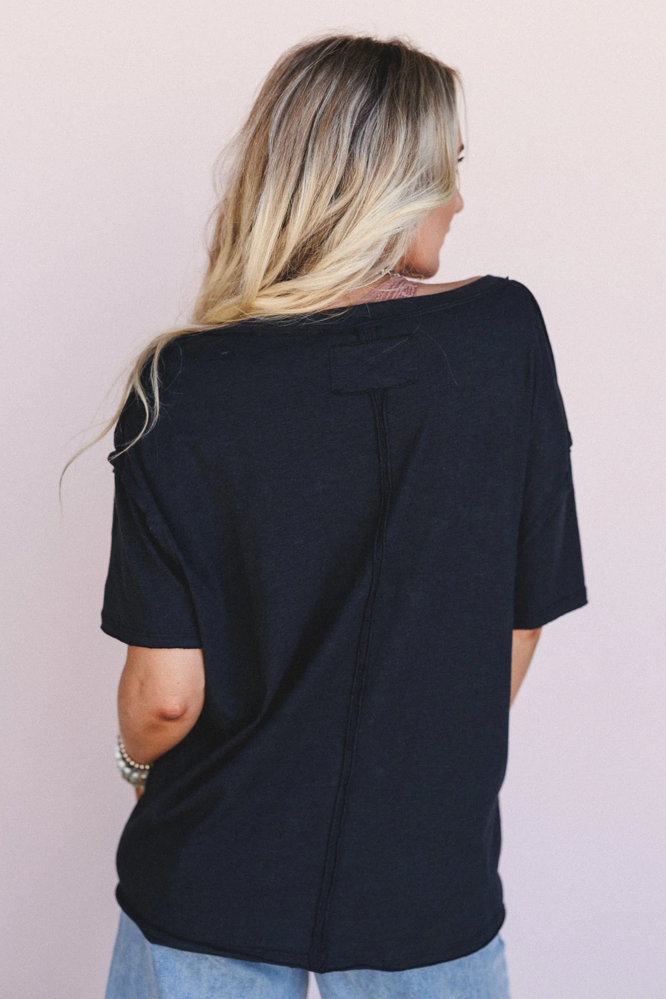 The Nest Tried And True V Neck Tee - Black - Image 4