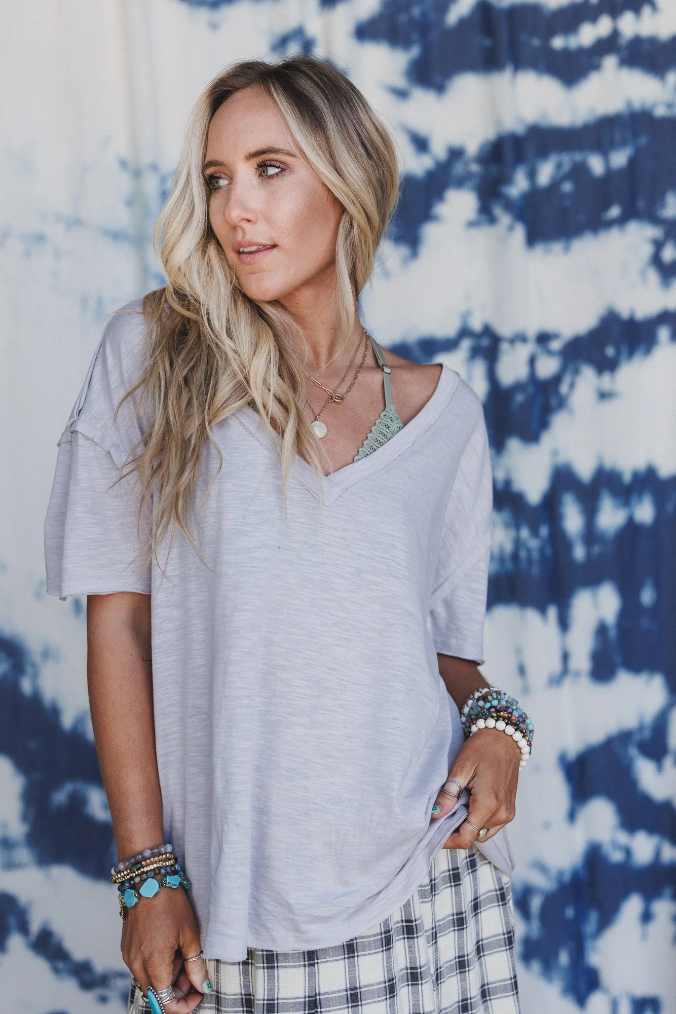 The Nest Tried And True V Neck Tee - Sand - Image 3