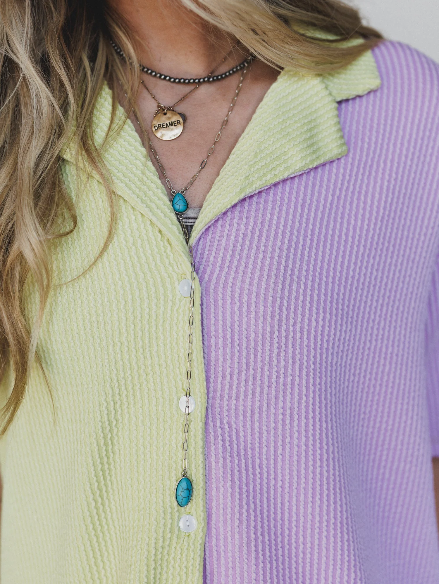 The Nest Vibes Color Block Short Set - Lime Lilac - Image 3