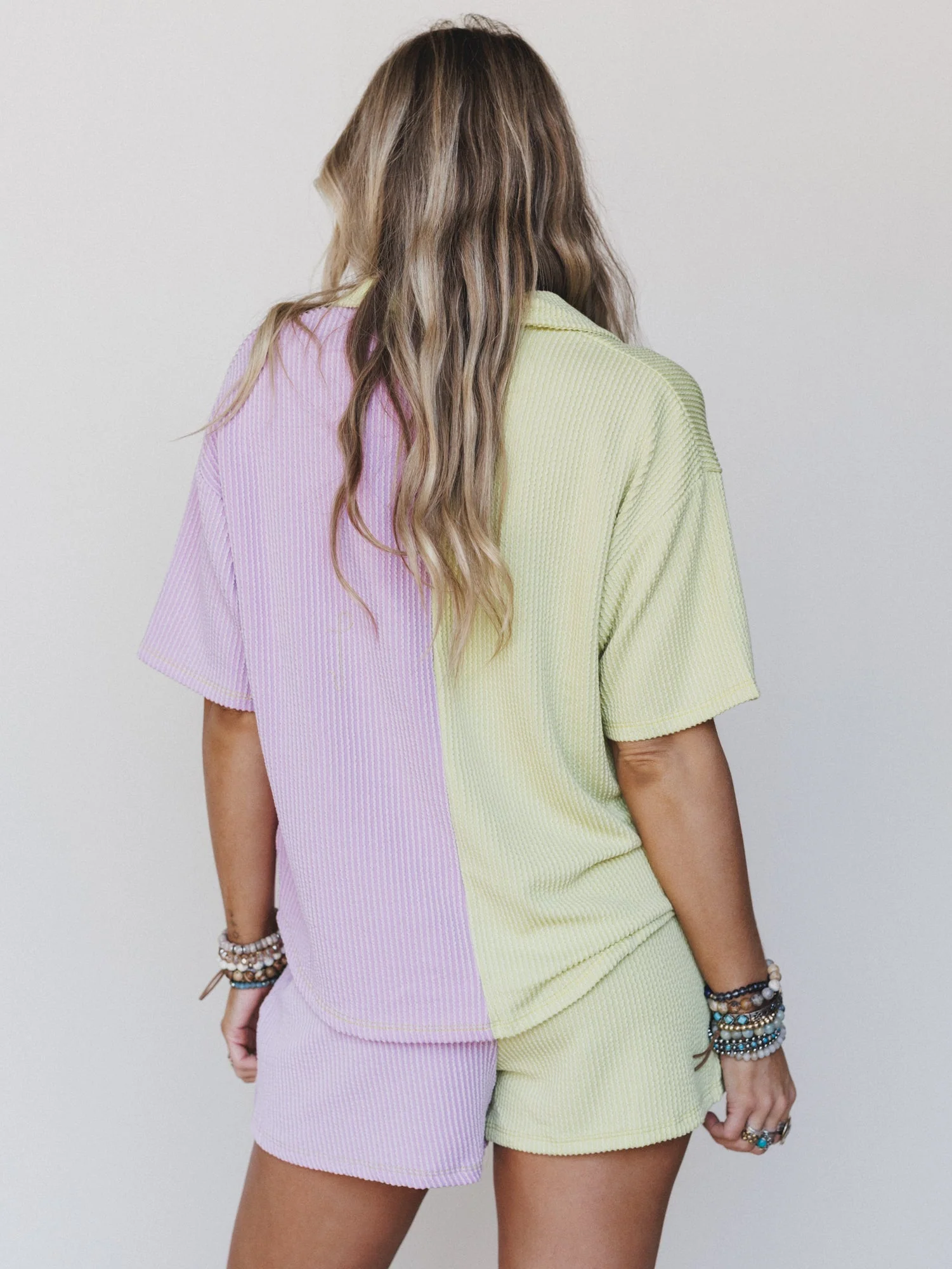 The Nest Vibes Color Block Short Set - Lime Lilac - Image 6