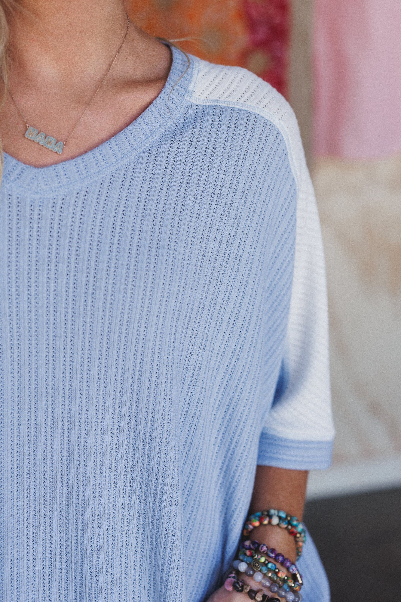 The Nest Wild At Heart Contrast Top - Off White Chambray - Image 3