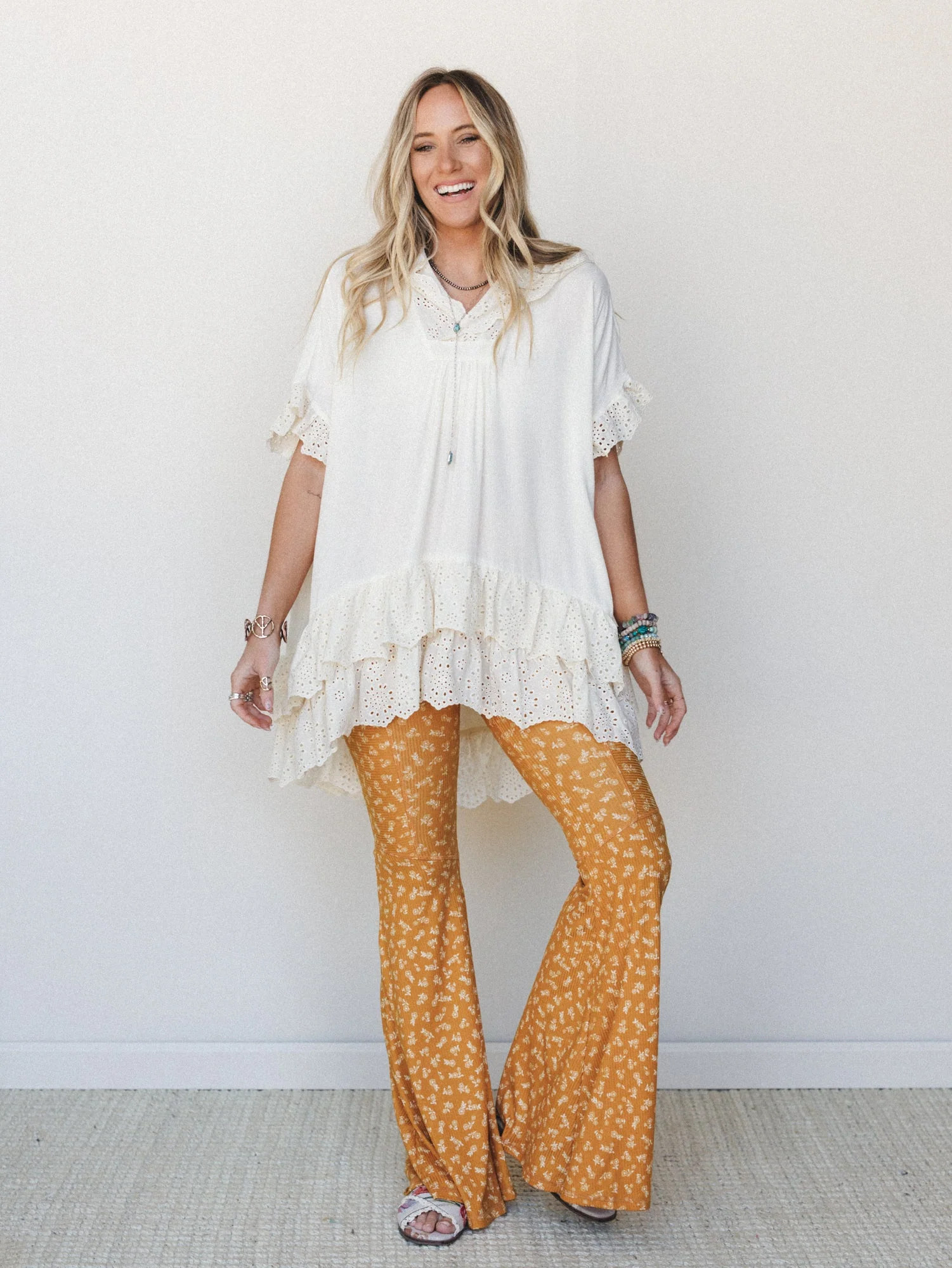 The Nest Wildflower Bloom Flare Pant - Mustard - Image 3