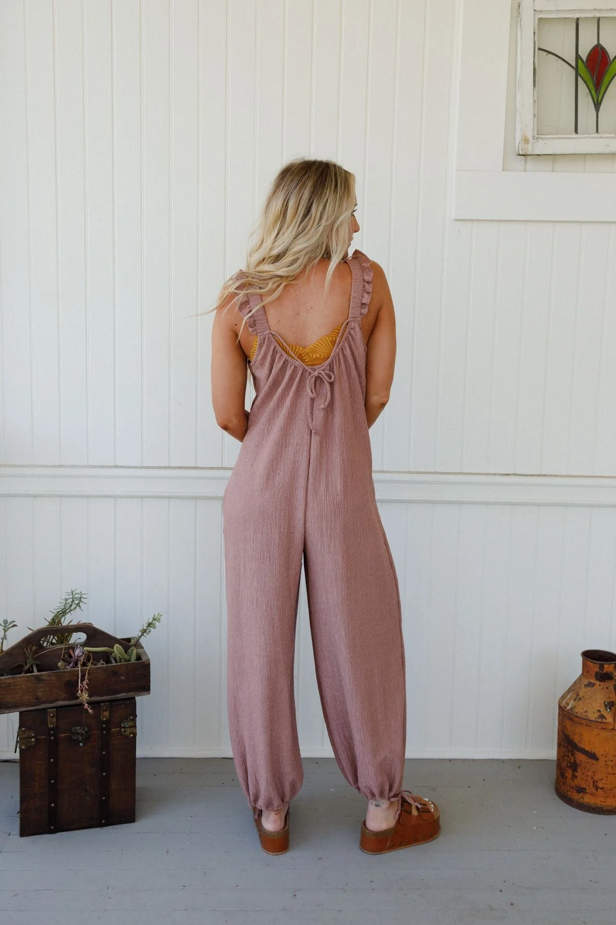 The Nest Wildflower Ruffle Jumpsuit - Mauve - Pre Order - Image 2
