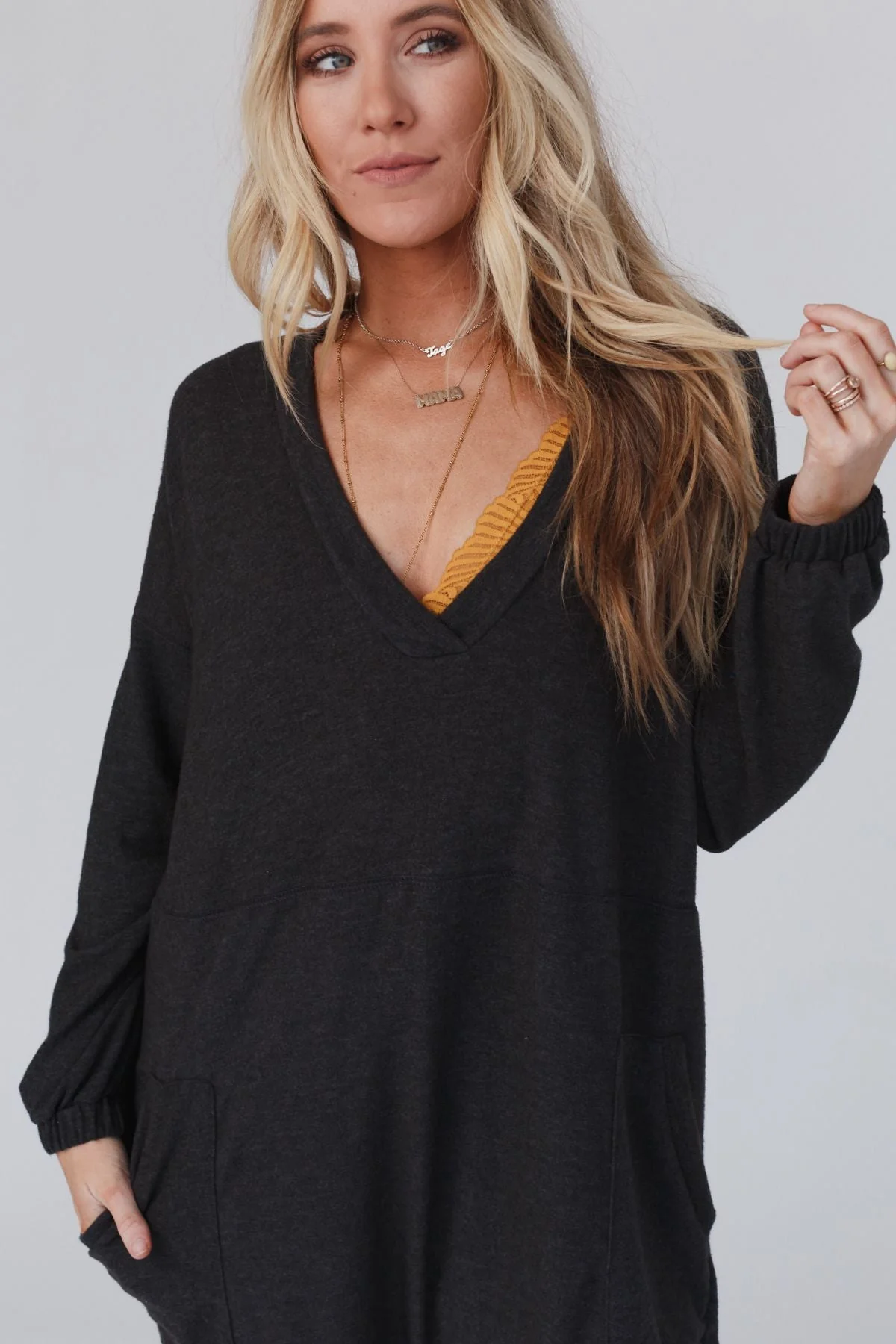 The Perfect Long Sleeve Harem Jumpsuit - Dark Gray - Image 3