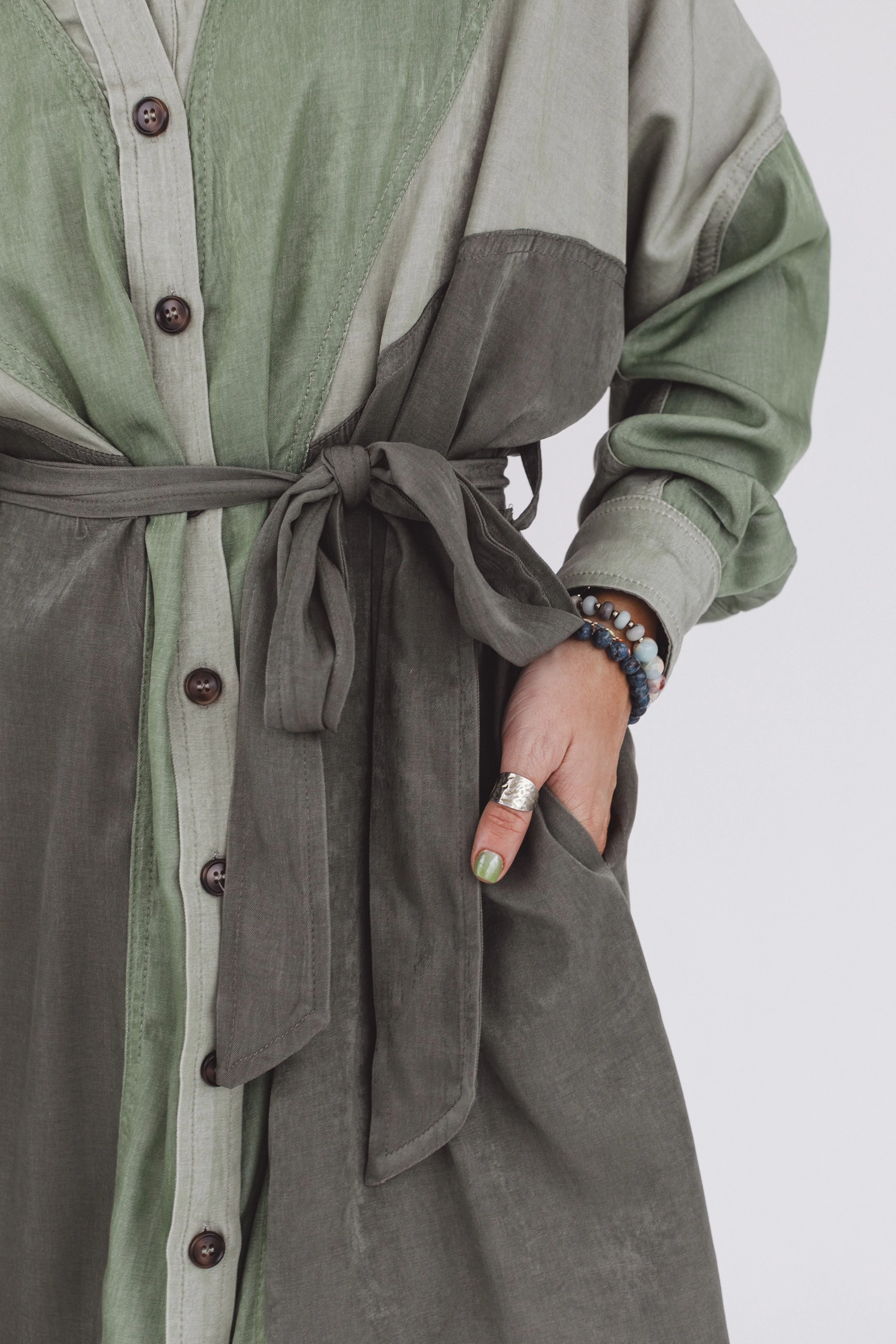 The Sades Belted Tunic Dress - Olive - Image 4