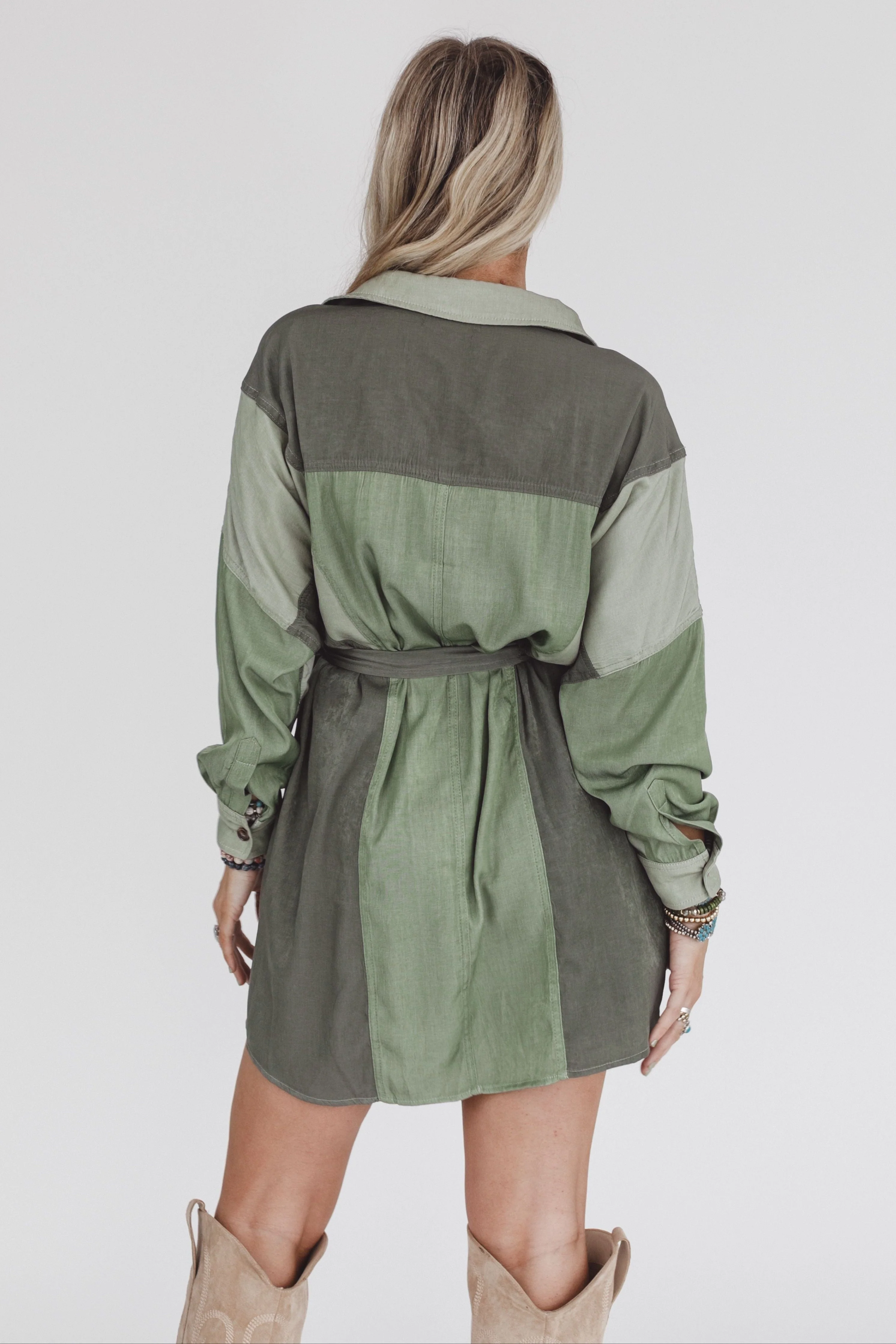 The Sades Belted Tunic Dress - Olive - Image 6