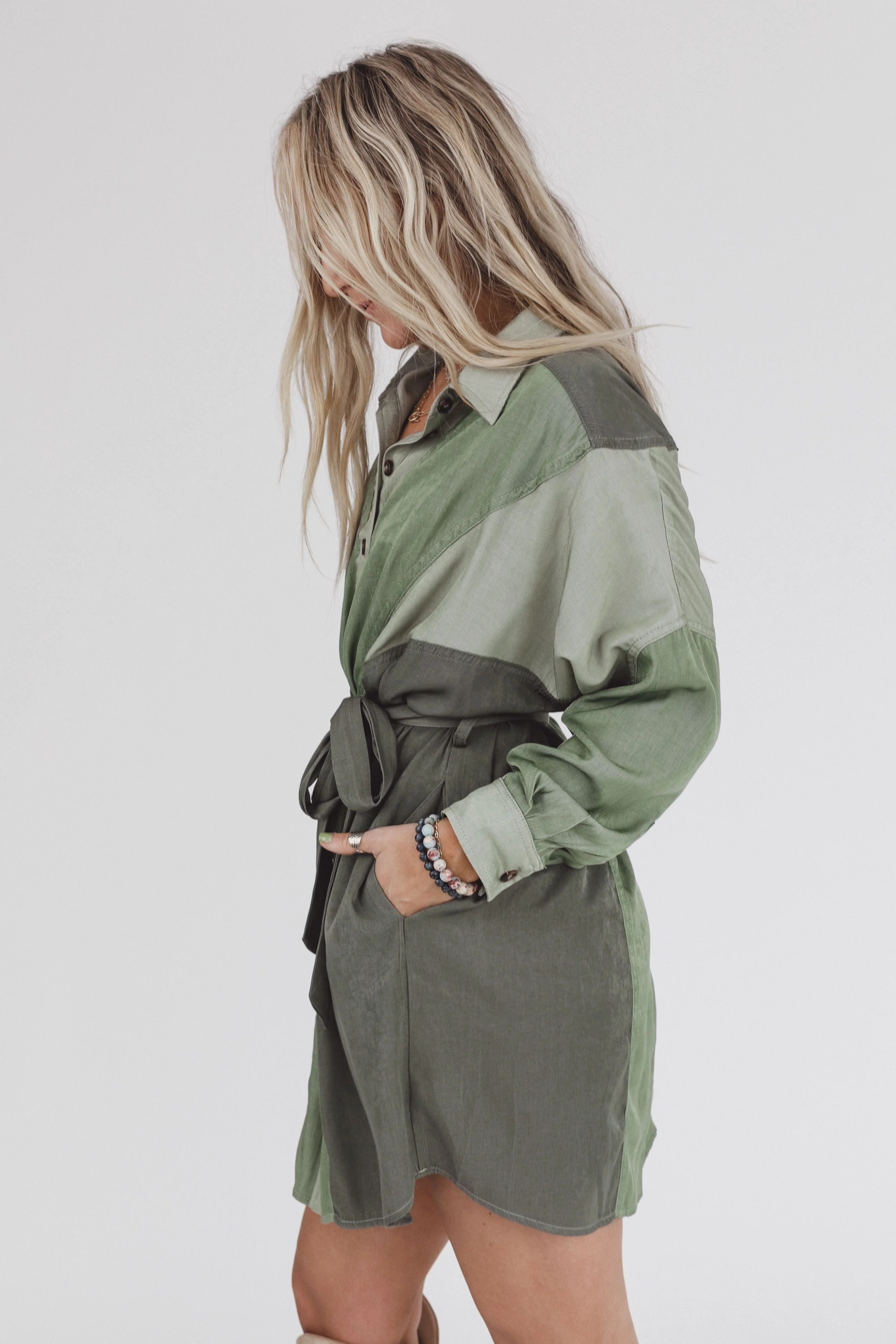 The Sades Belted Tunic Dress - Olive - Pre Order - Image 2
