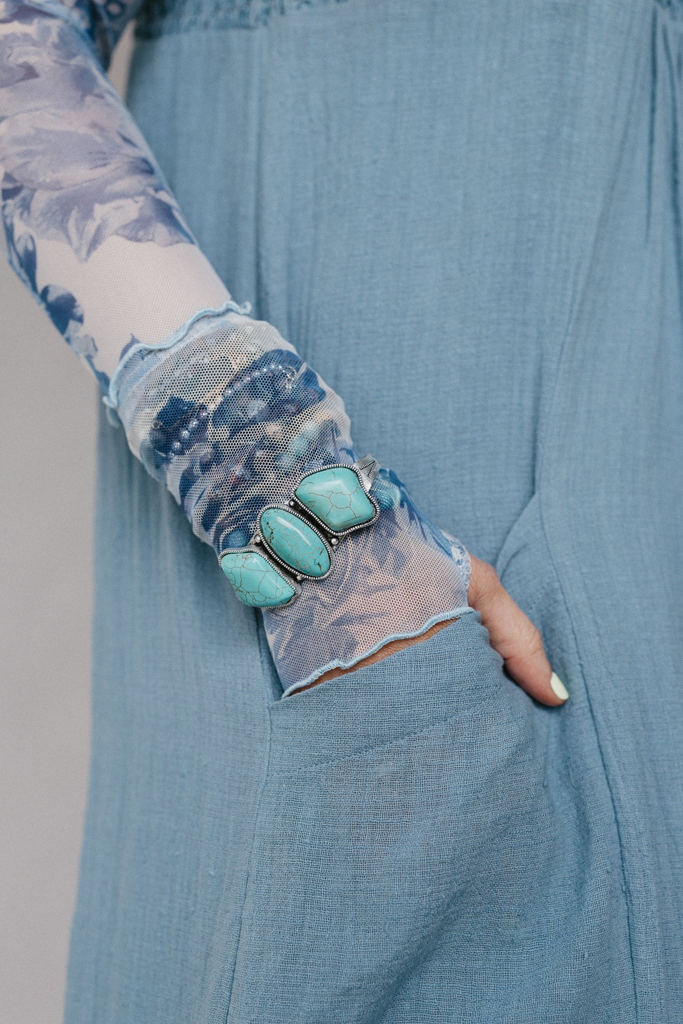Three Wishes Cuff Bracelet - Turquoise - Image 3