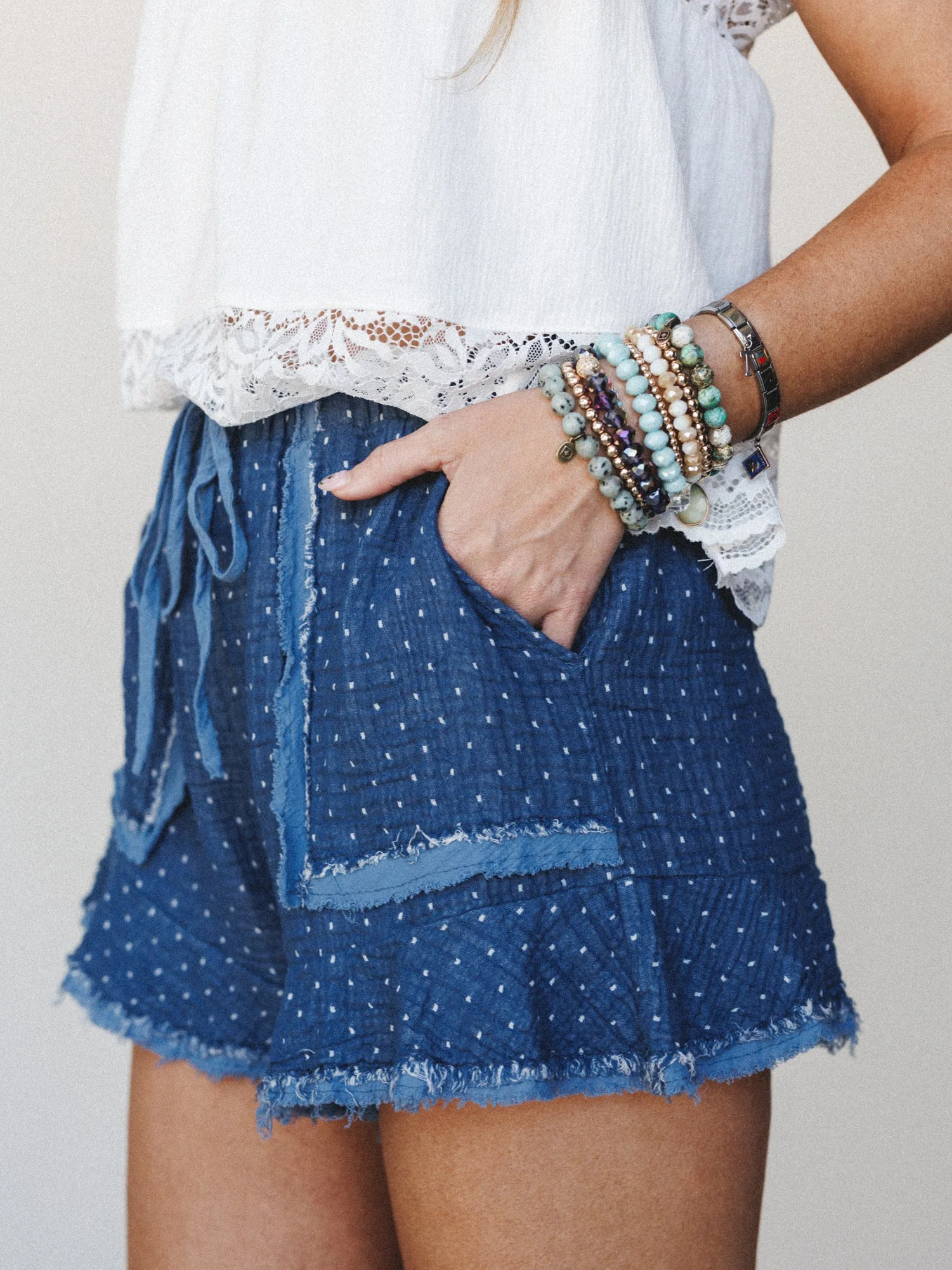 Tide & Tulip Polka Dot Shorts - Navy - Image 4