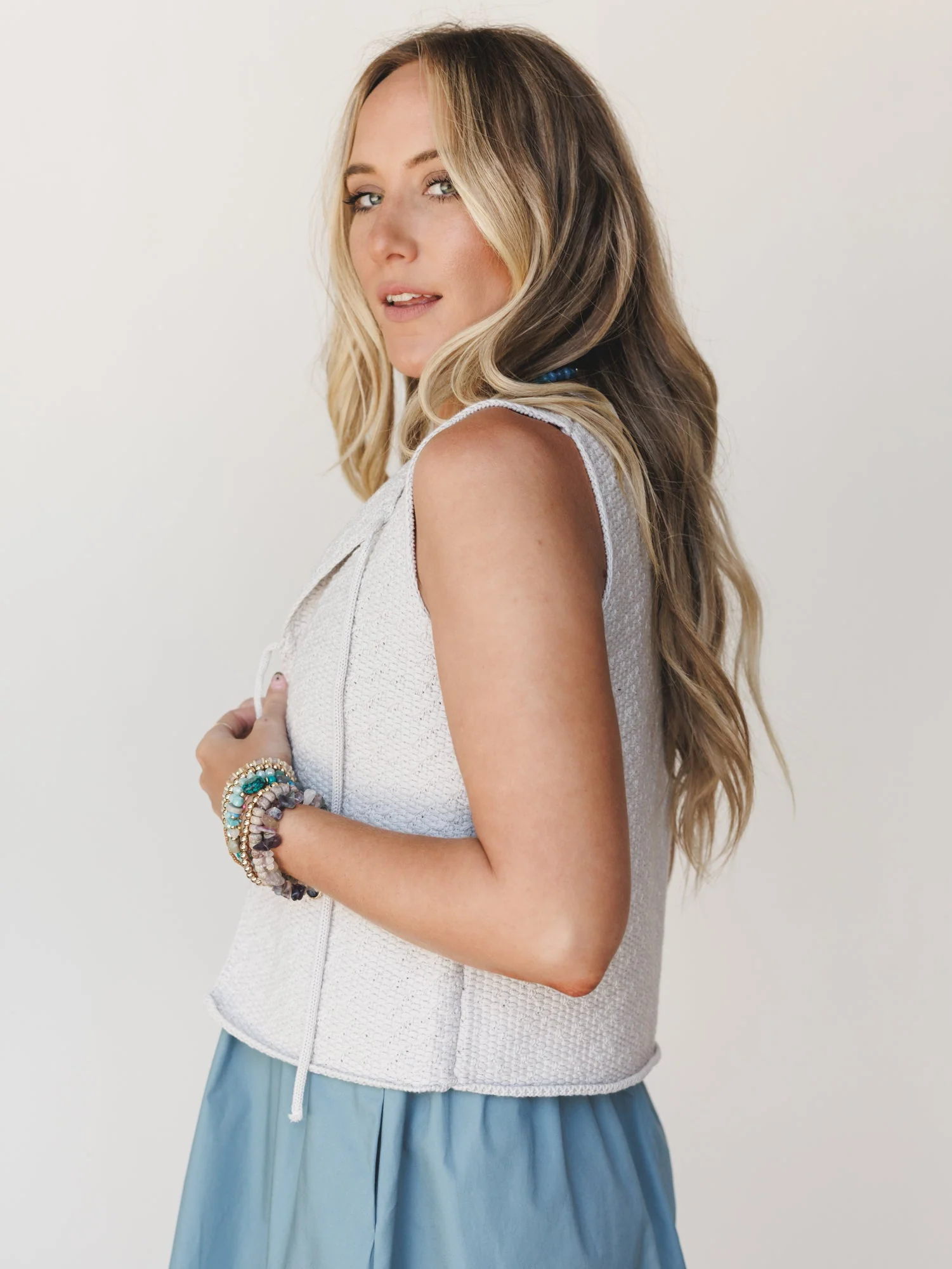 Tied In A Bow Vest - Sand Beige - Image 3