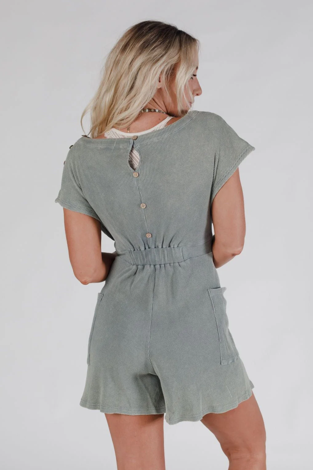 Tied To Perfection Romper - Teal - Image 5