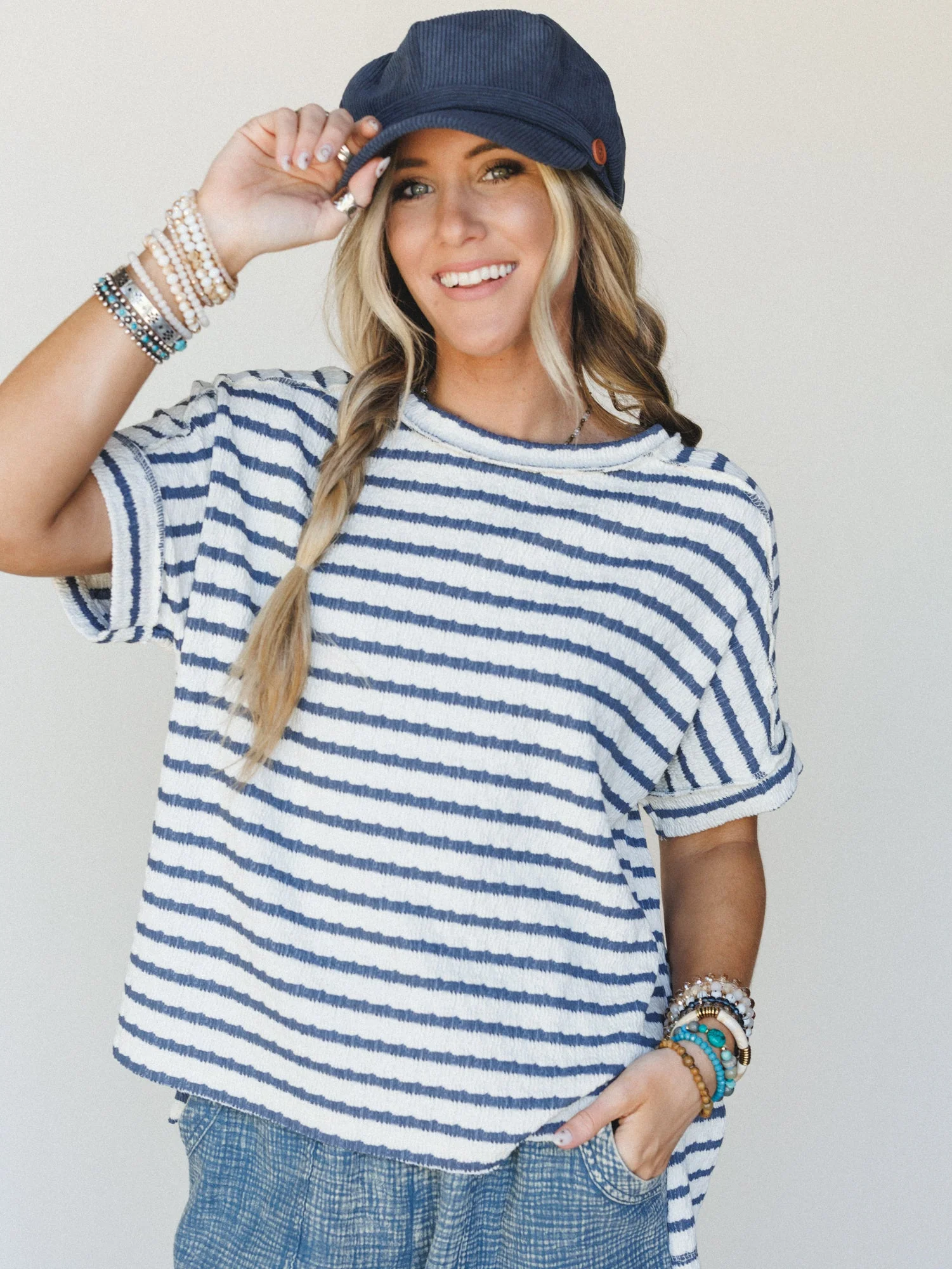 Timeless Lines Striped Tee - Denim - Image 3
