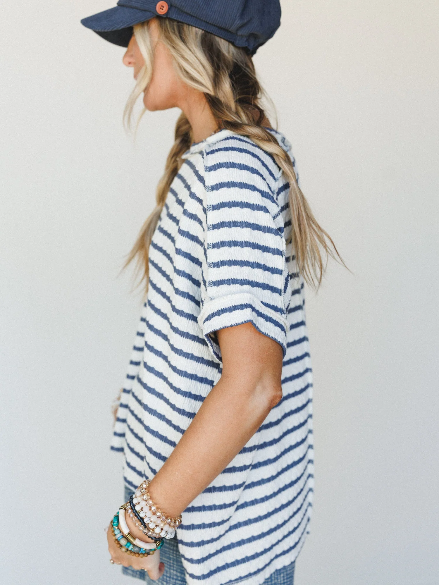 Timeless Lines Striped Tee - Denim - Image 4