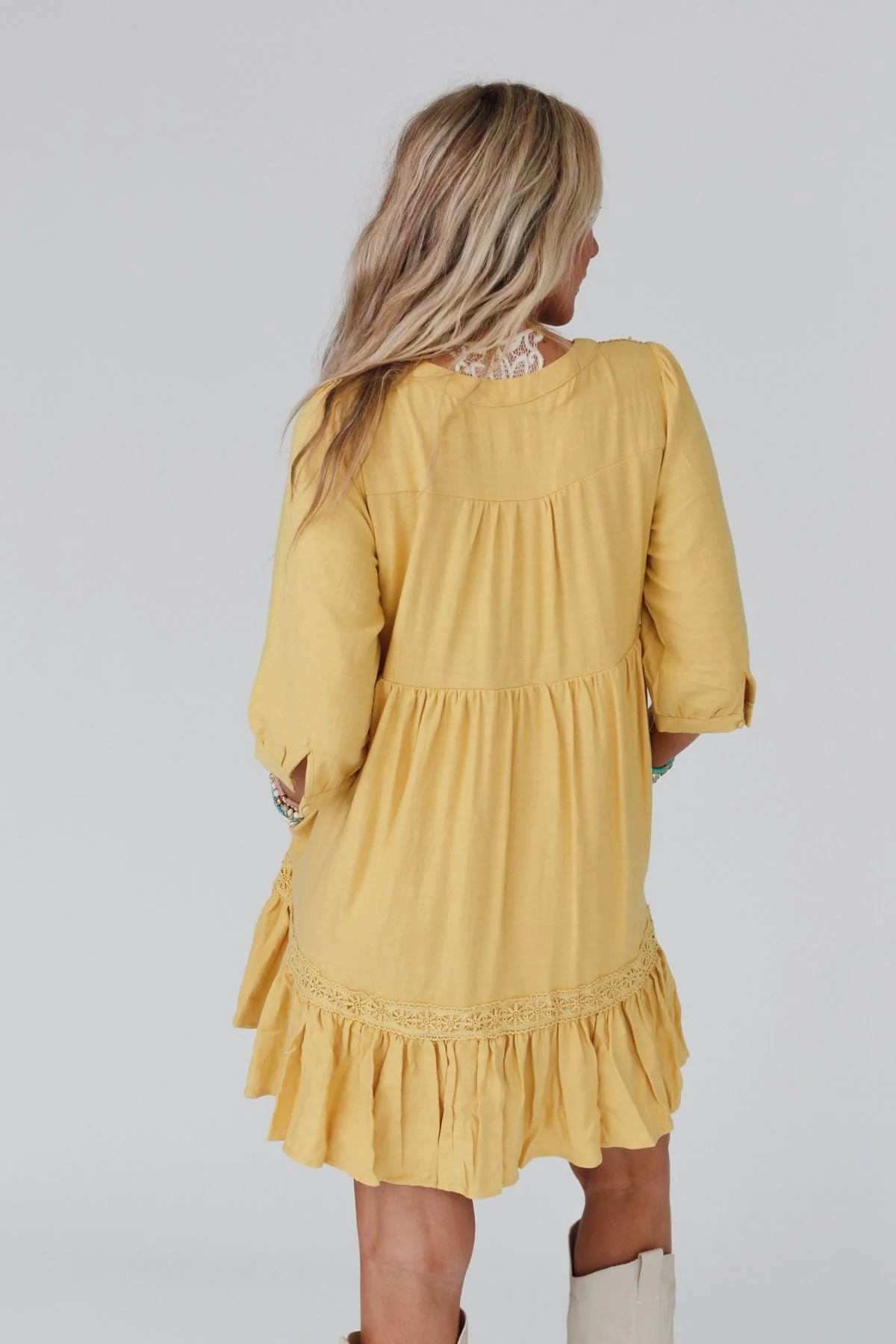 Tiny Dancer Ruffle Mini Dress - Mustard - Image 2