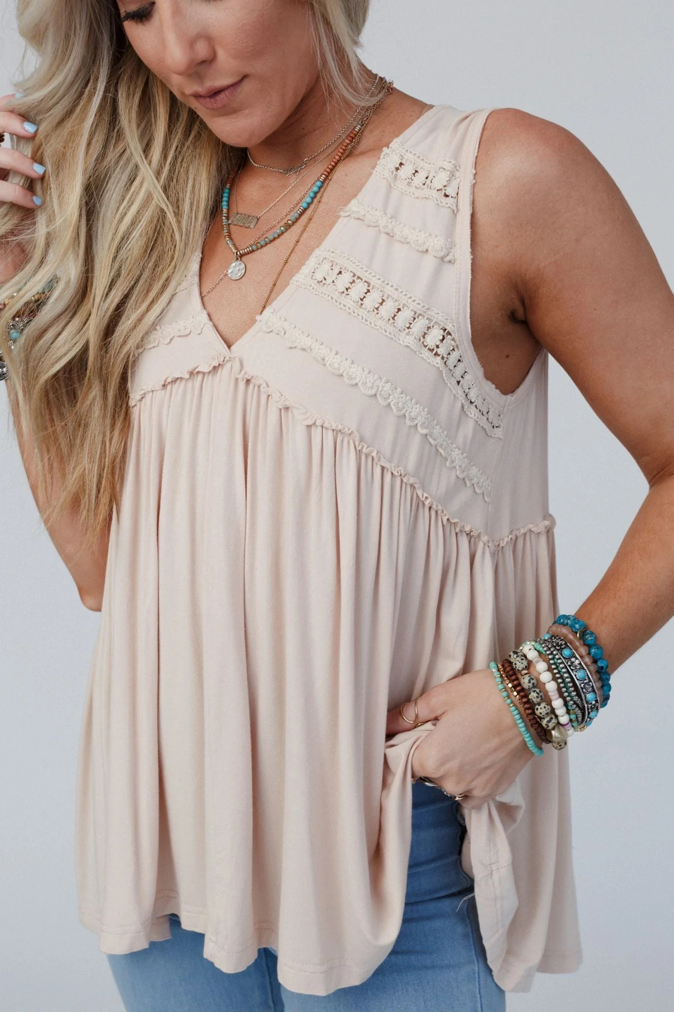Velveteen Knit Top - Beige - Image 2
