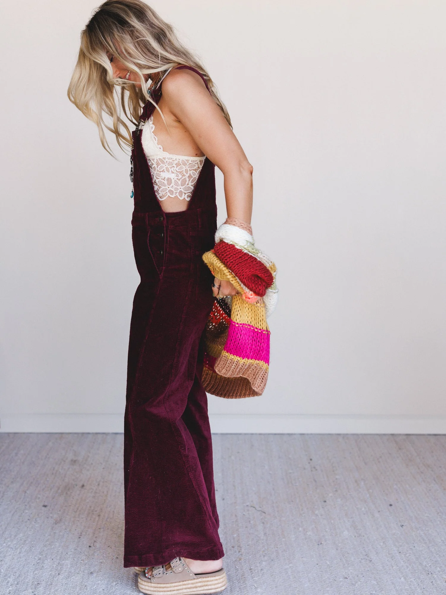 Wanderheart Corduroy Overalls - Wine - Image 2