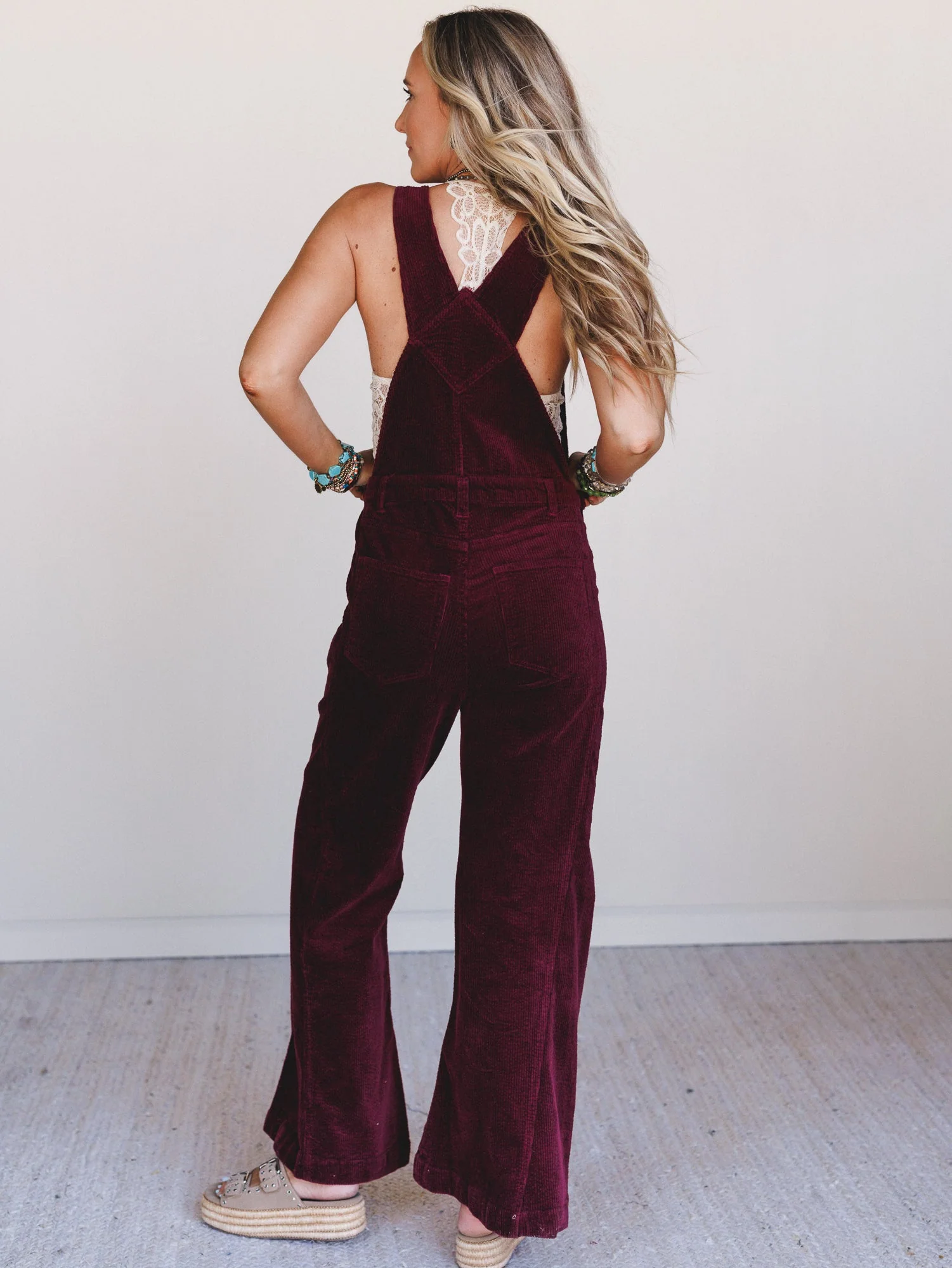 Wanderheart Corduroy Overalls - Wine - Image 4
