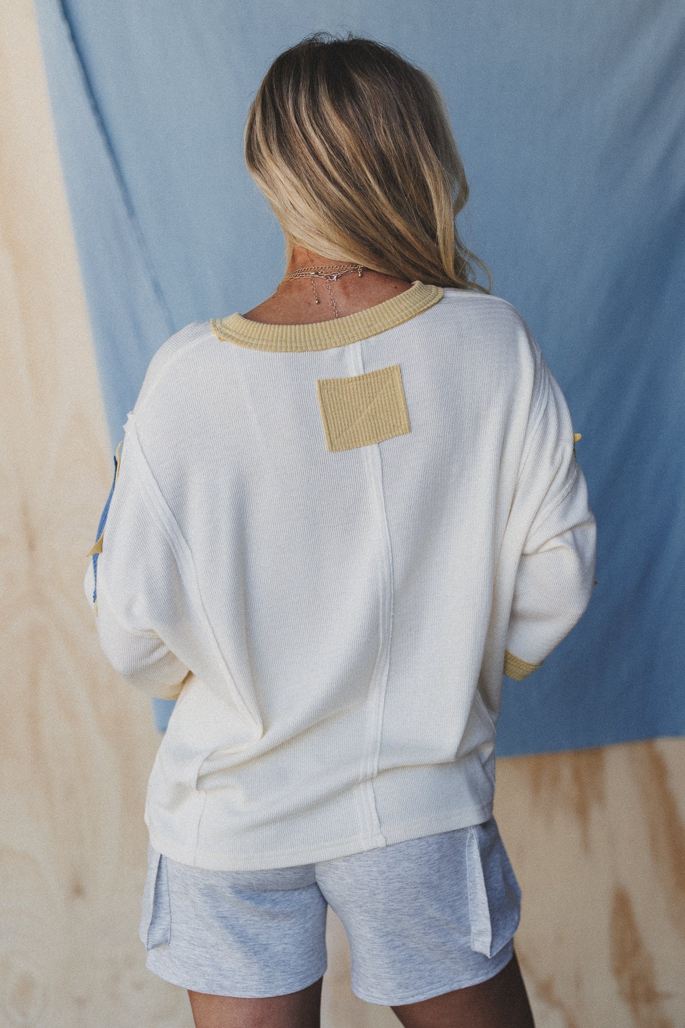 Wanderstar Ribbed Patchwork Top - Ivory - Image 4