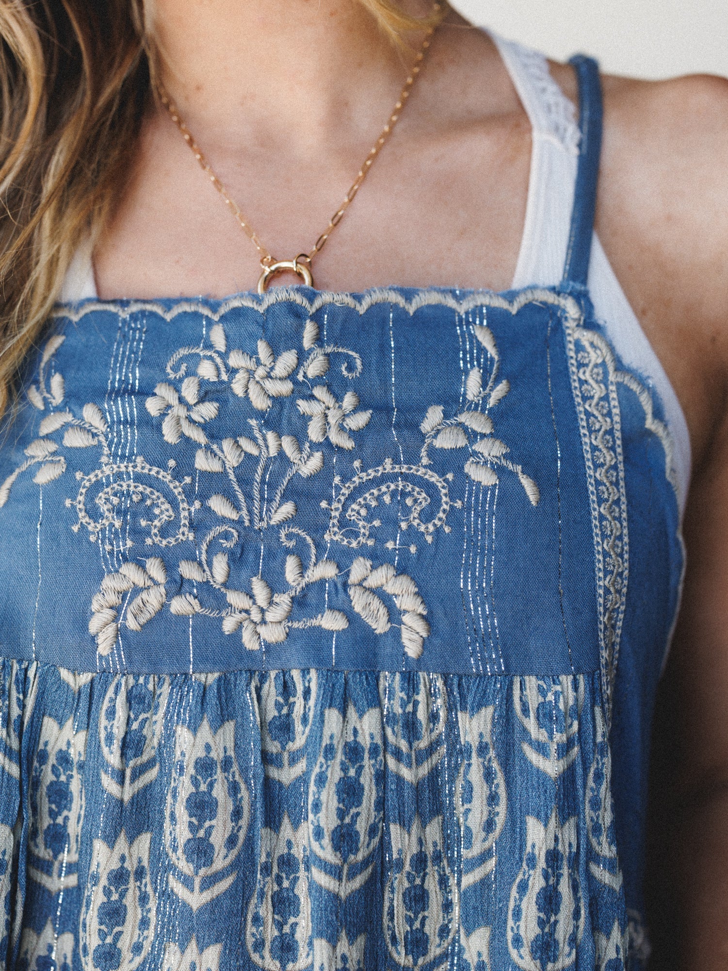 Wavea Embroidered Top - Indigo - Image 3