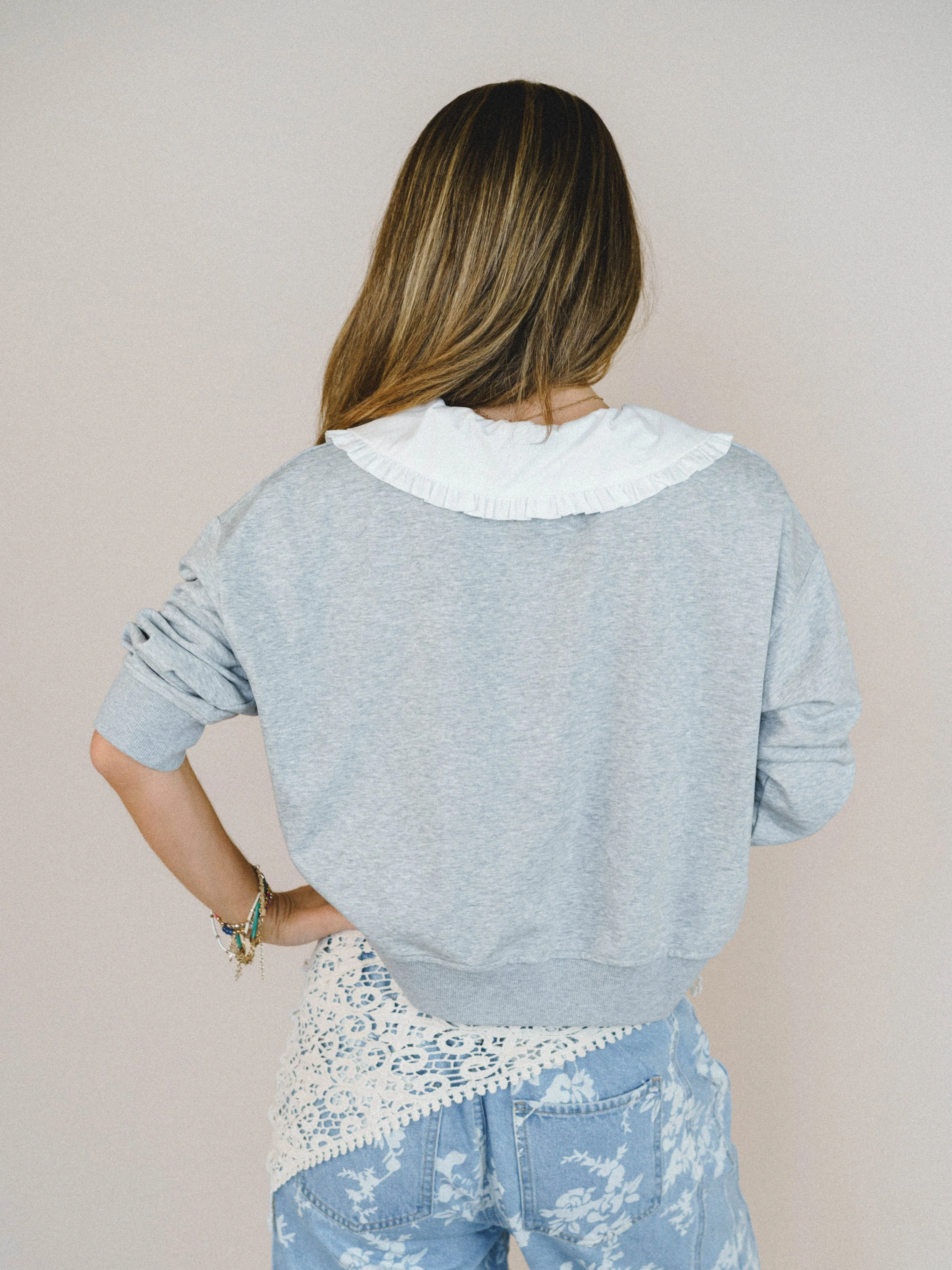 Wendy Removeable Collar Top - Grey - Image 5