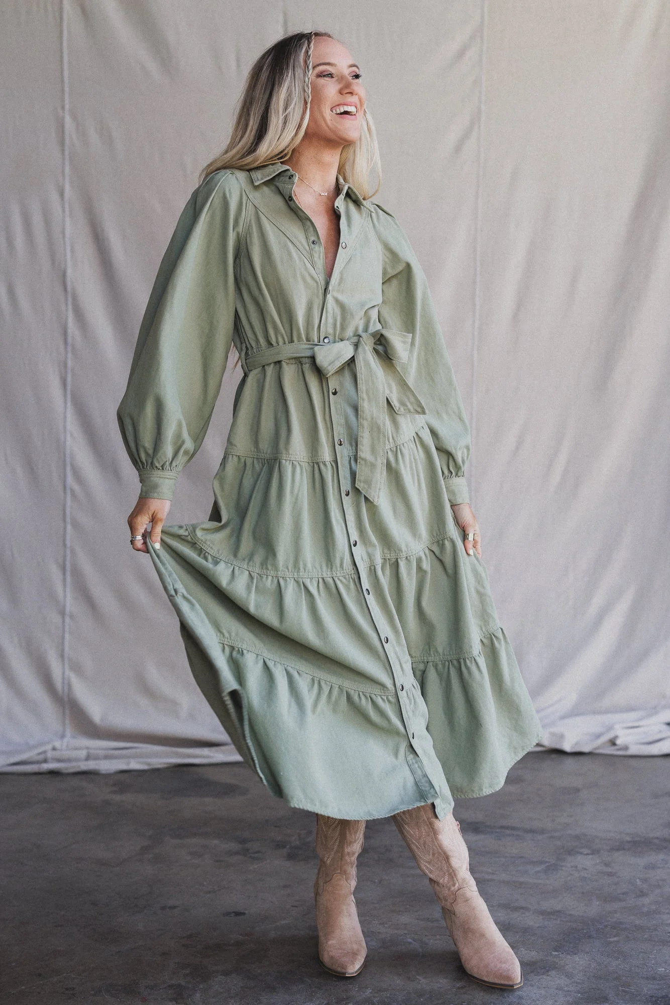 Western Luck Maxi Dress - Olive - Image 2