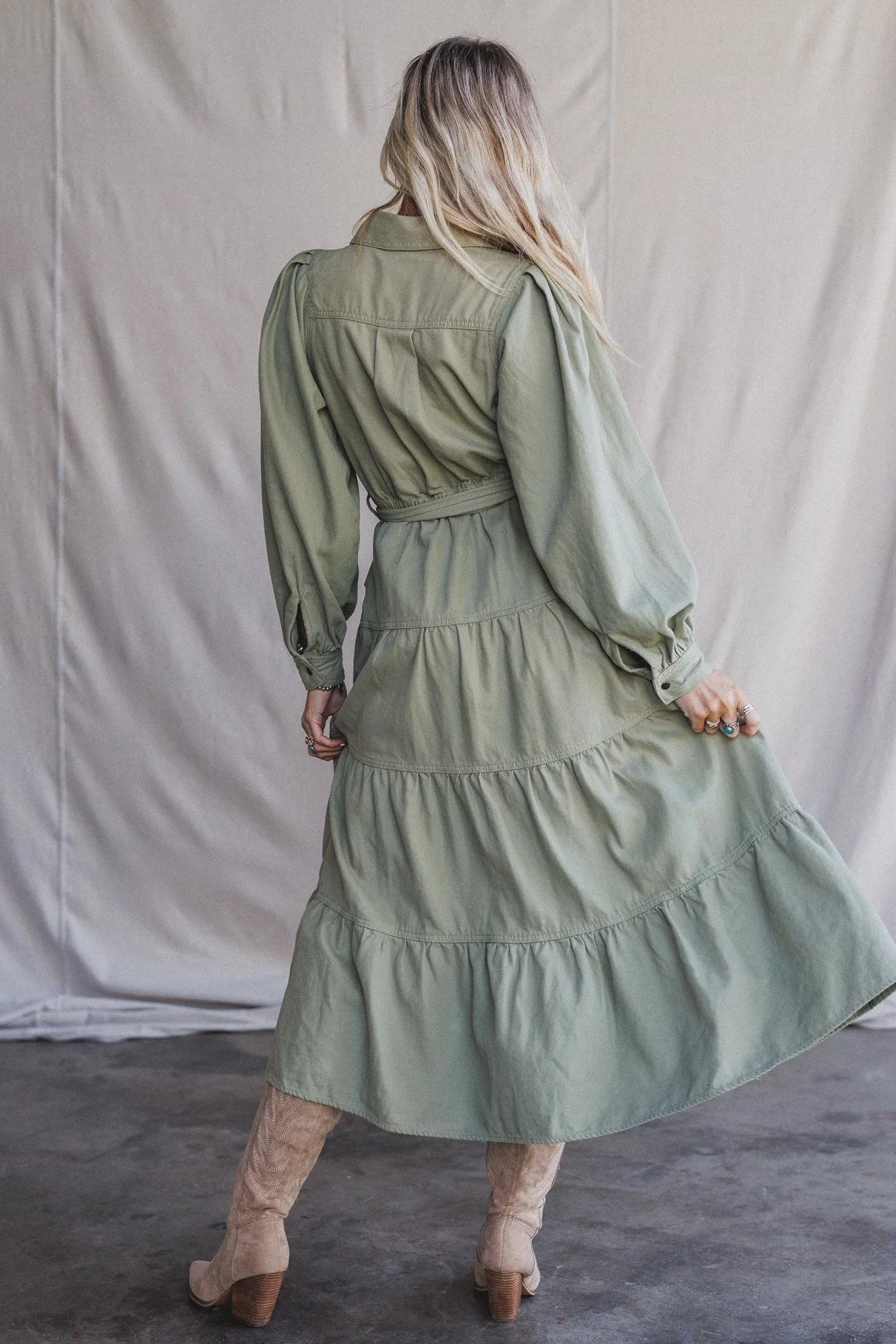 Western Luck Maxi Dress - Olive - Image 3
