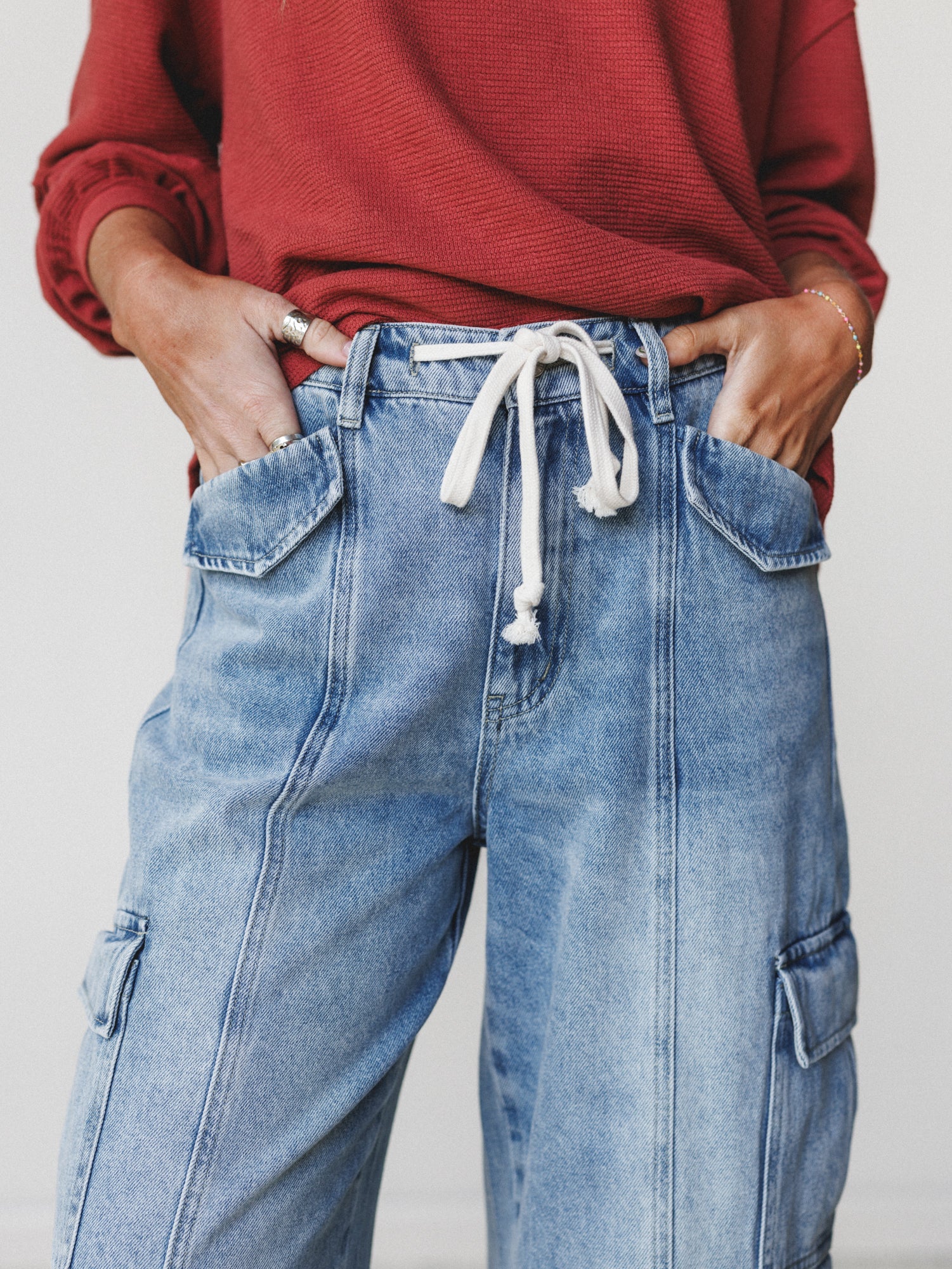 Whisper Sky Cargo Jeans - Light Denim - Image 4