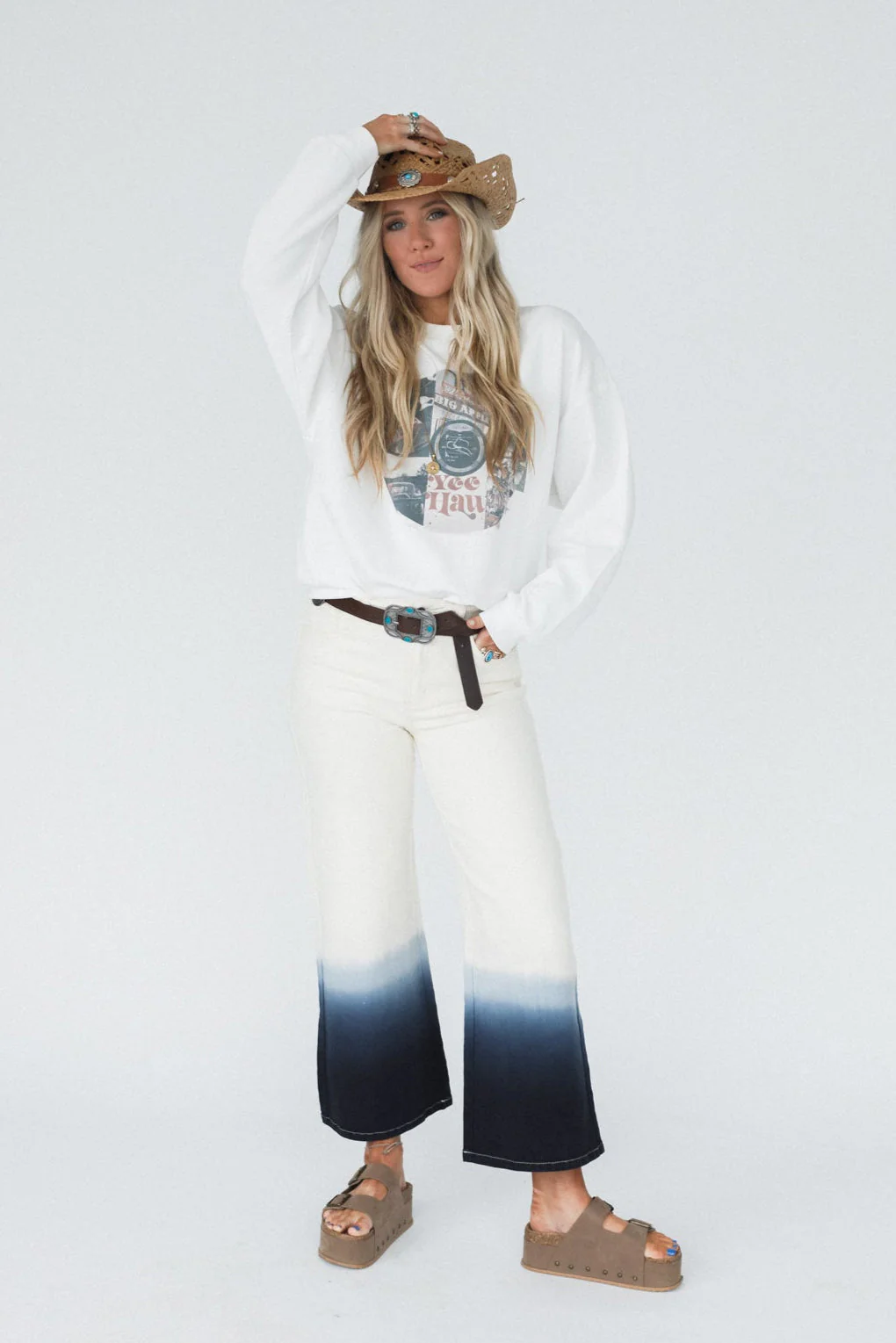 Wild Card Dip Dyed Jeans - Cream - Image 2
