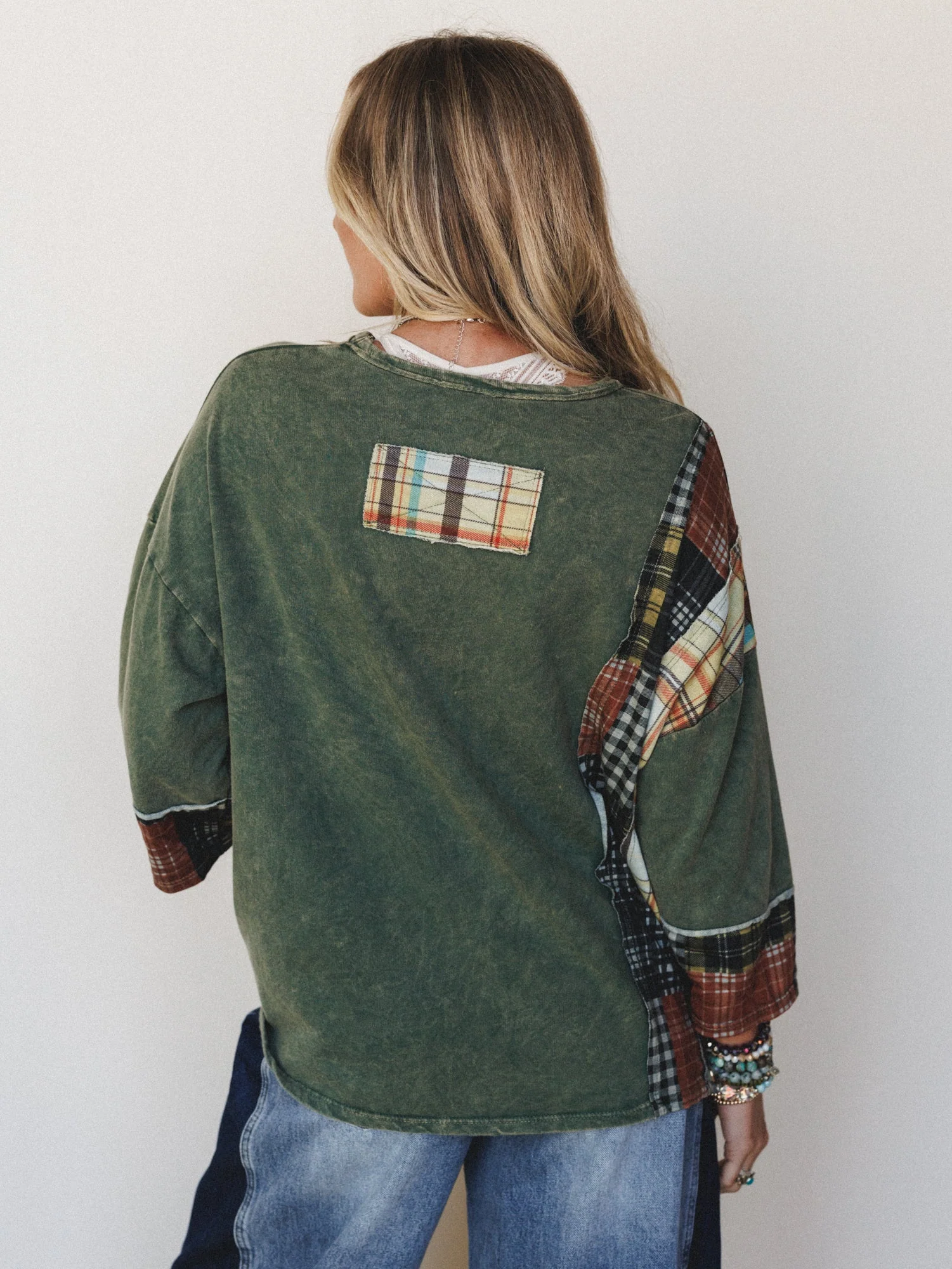 Wild Iris Patchwork Top - Olive - Image 4