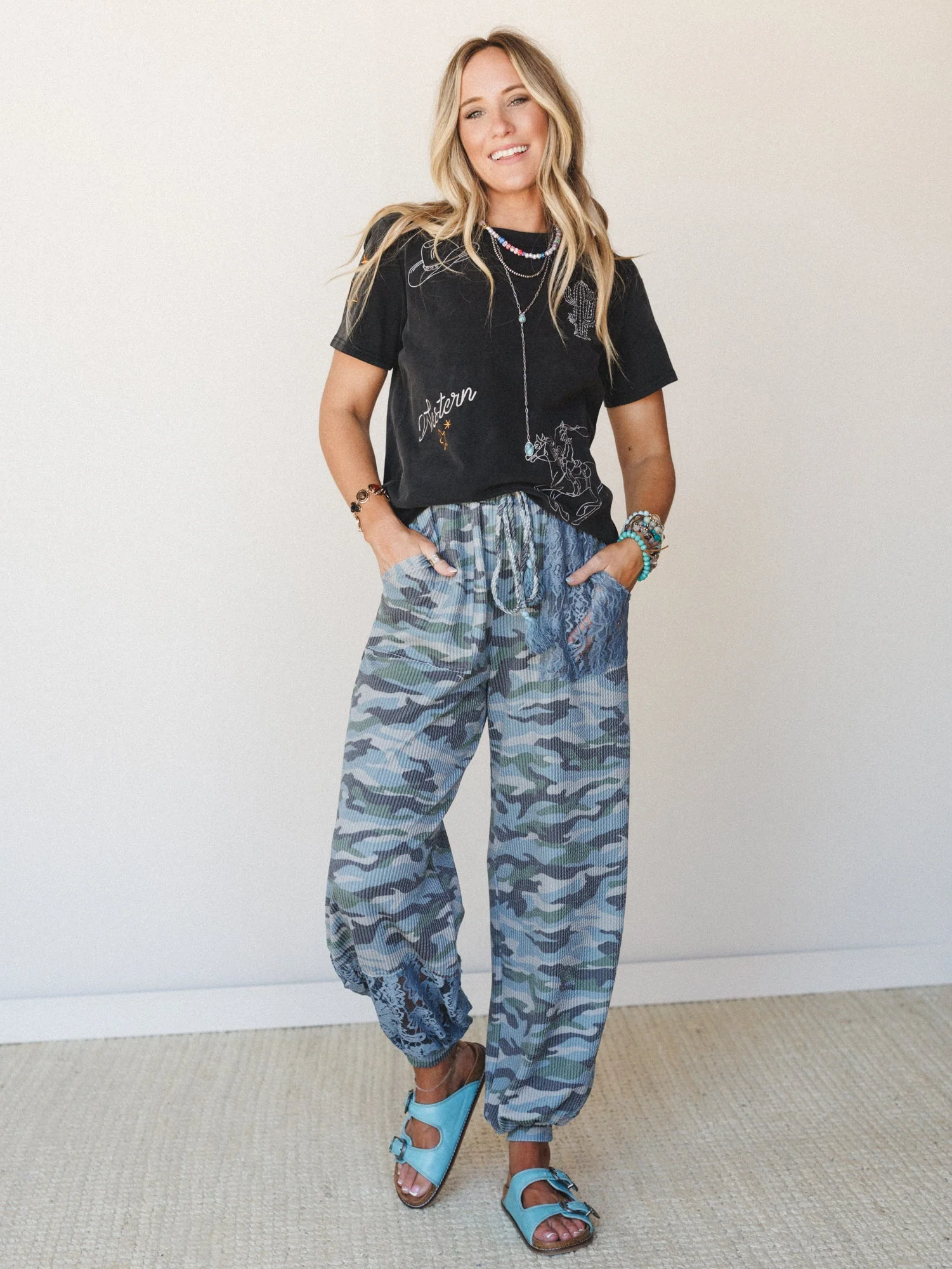Wild Like the West Embroidered Tee - Washed Black - Image 5
