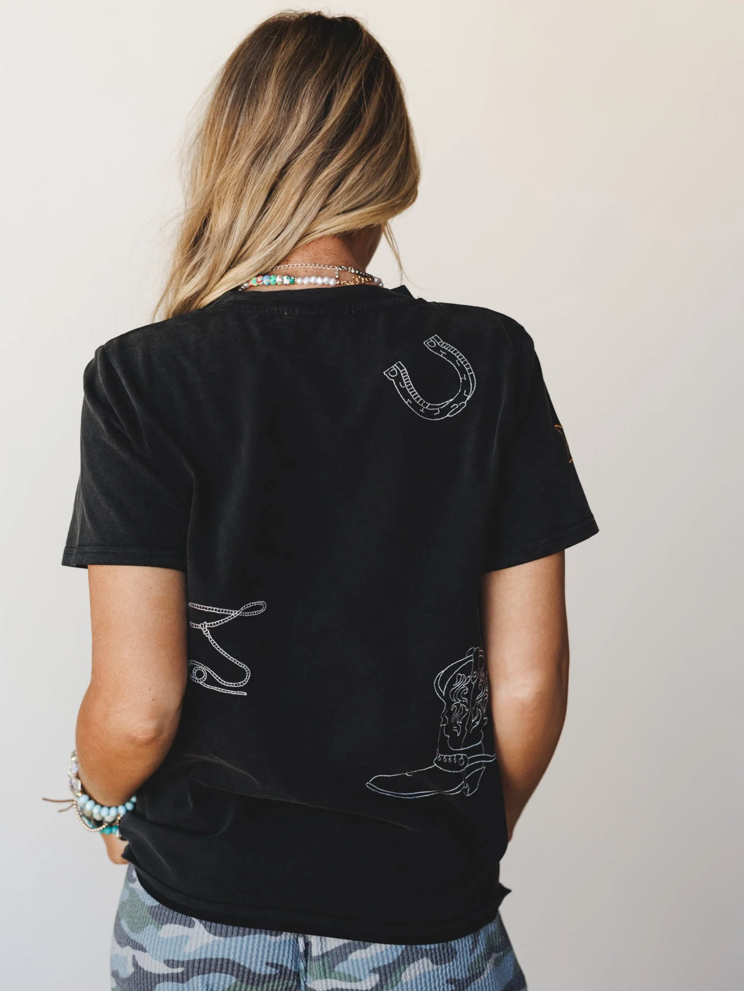 Wild Like the West Embroidered Tee - Washed Black - Image 7