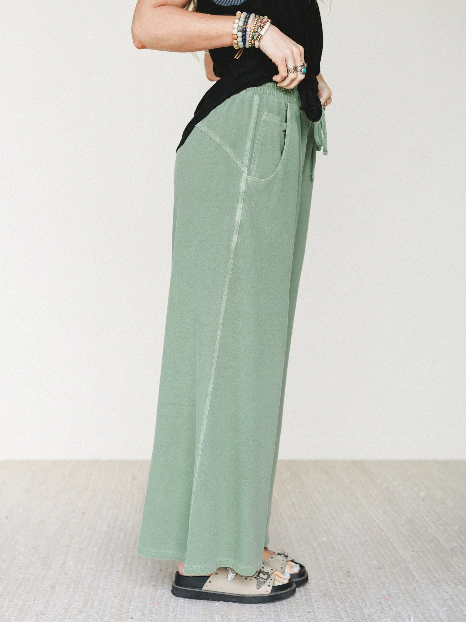 Wild Solistice Drawstring Pants - Light Olive - Image 2