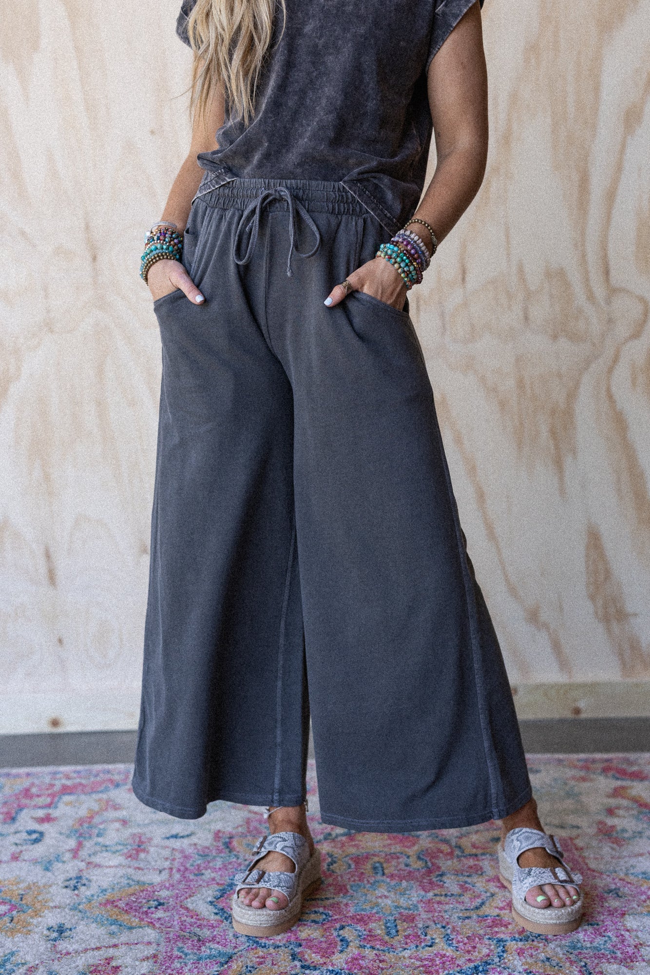 Wild Solstice Drawstring Pants - Black