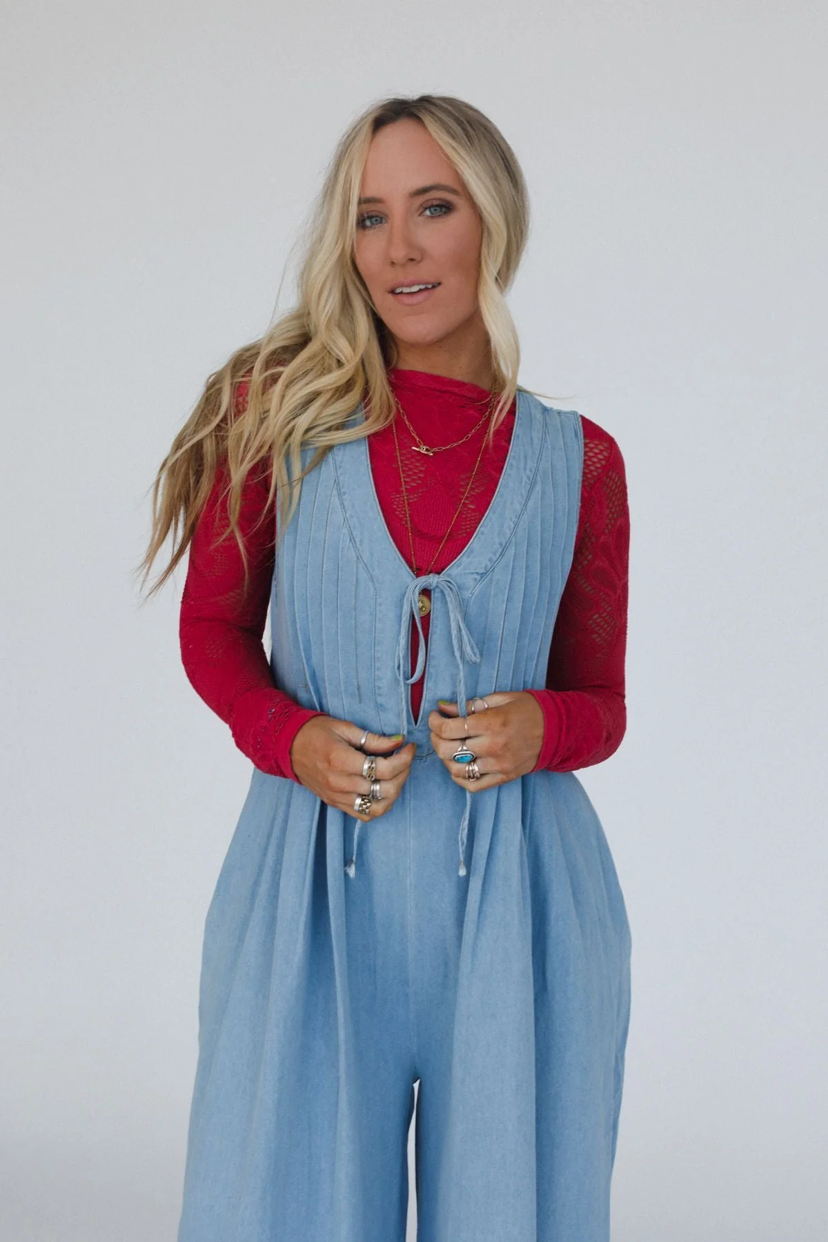 Wild Tides Denim Jumpsuit - Blue - Image 2