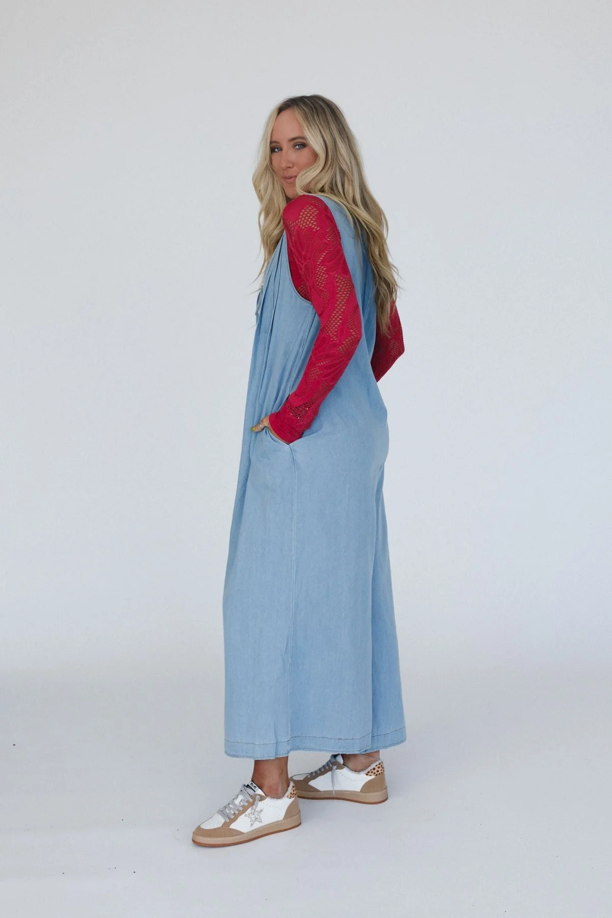 Wild Tides Denim Jumpsuit - Blue - Image 3