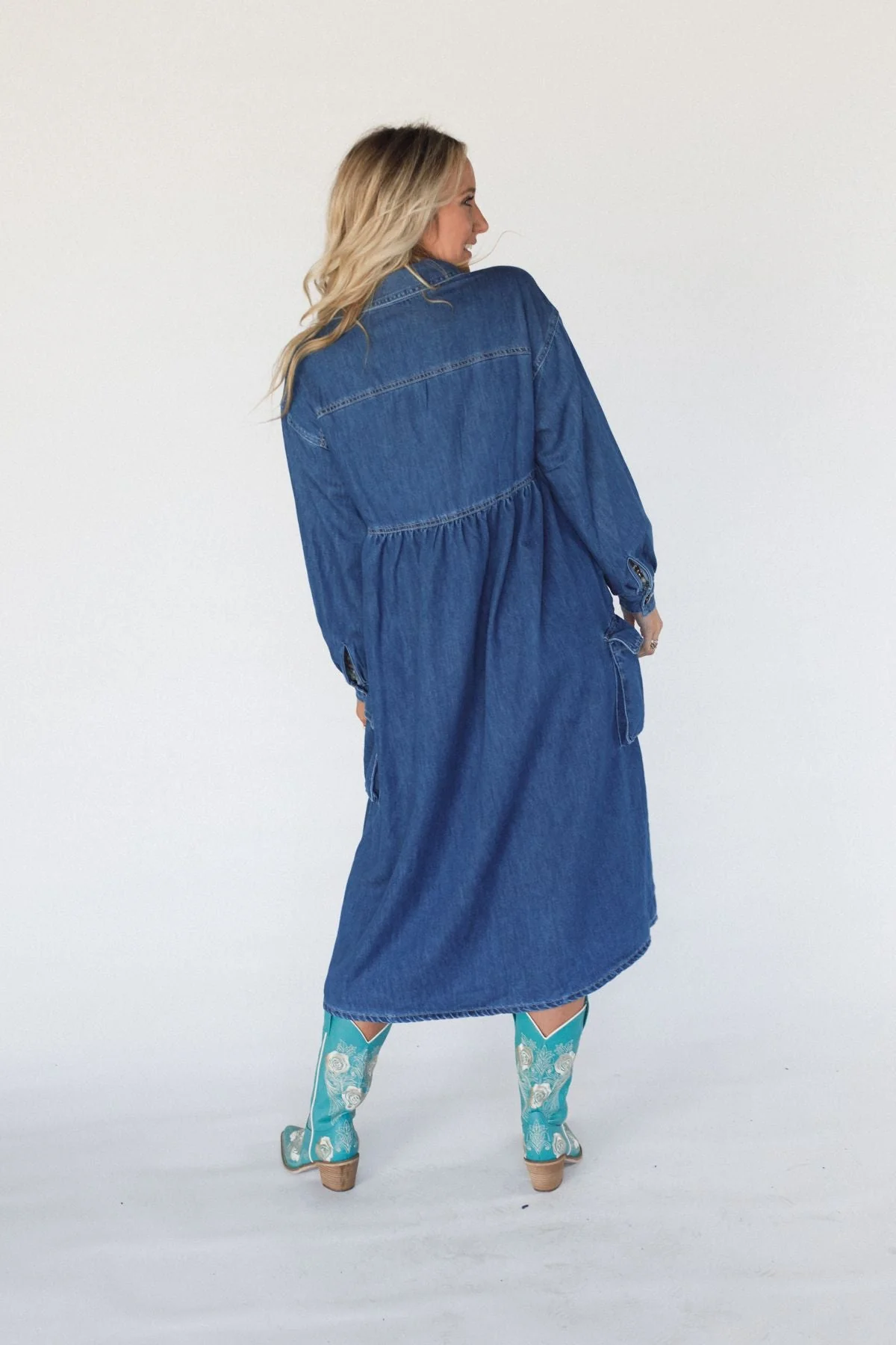 Wild Willow Denim Maxi Dress - Indigo - Image 4