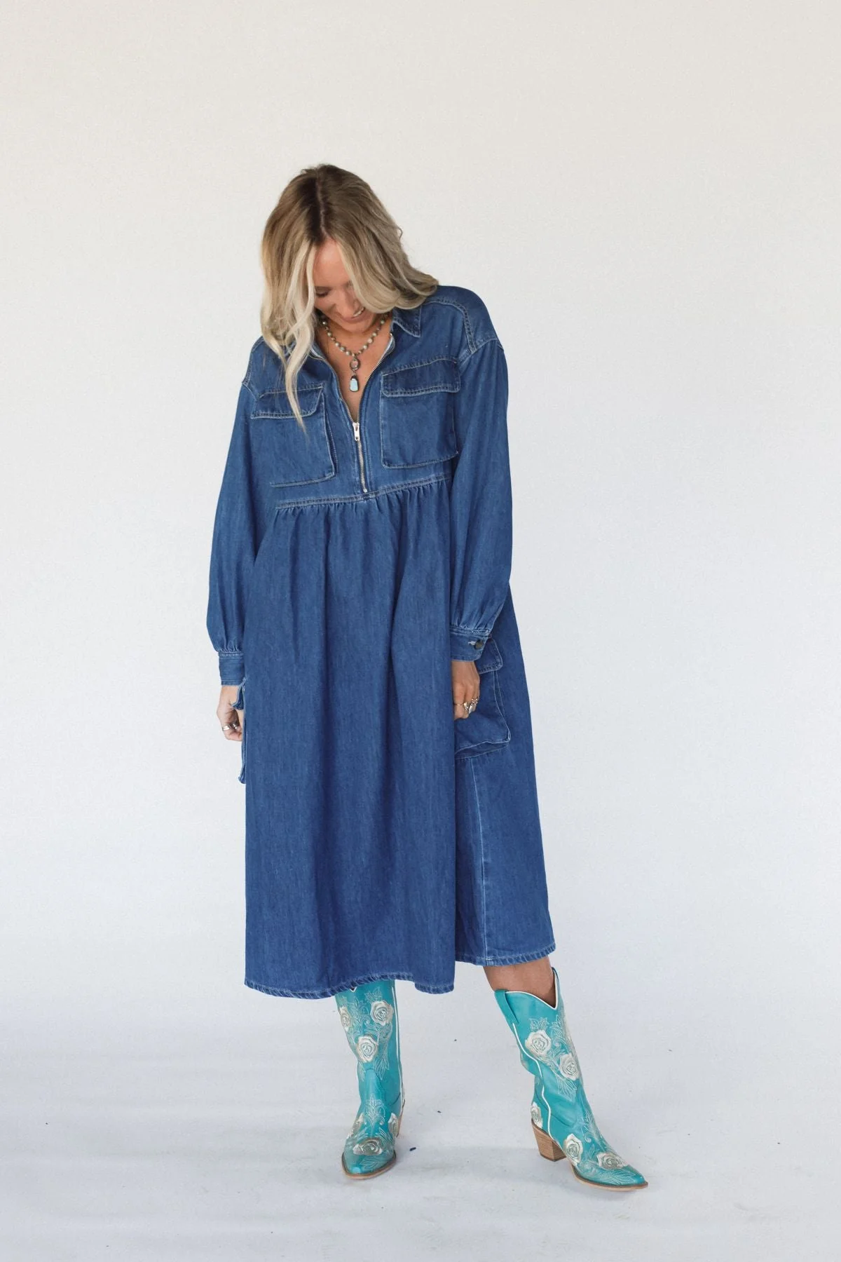 Wild Willow Denim Maxi Dress - Indigo - Image 5