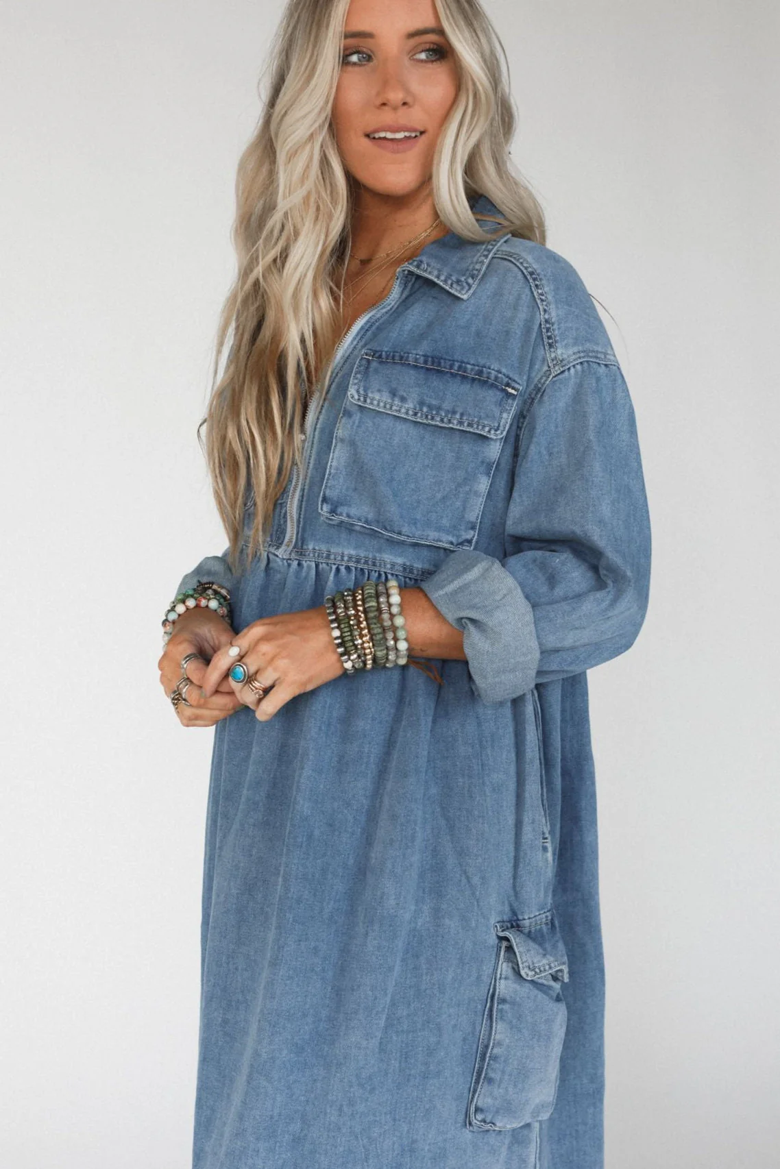 Wild Willow Denim Maxi Dress - Light Denim - Image 3