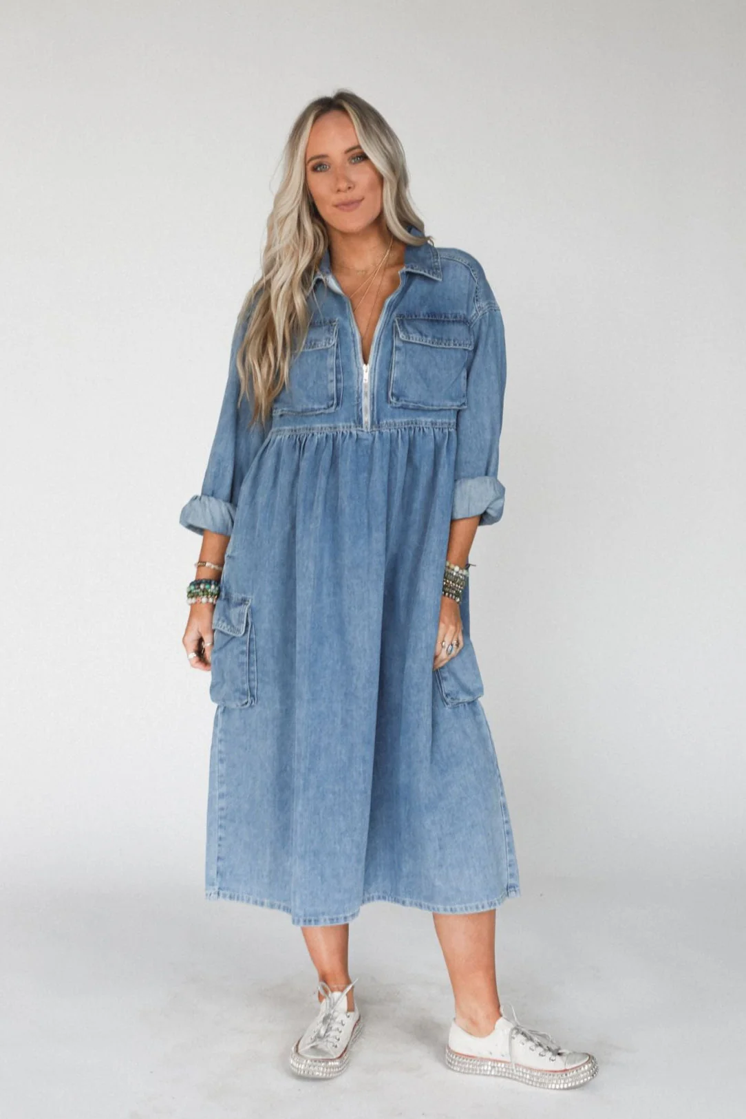 Wild Willow Denim Maxi Dress - Light Denim - Image 5