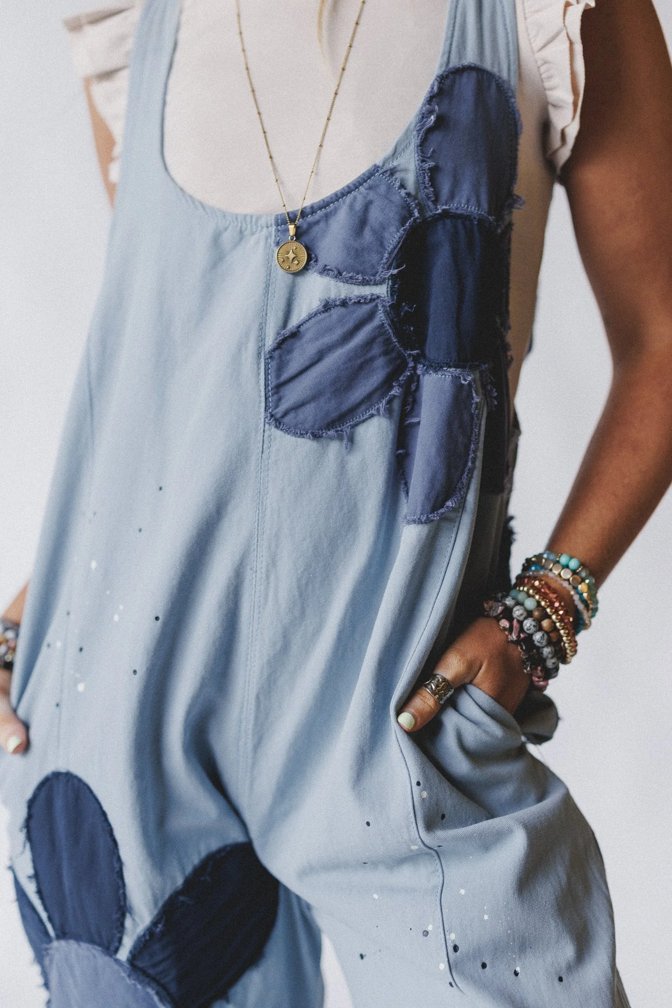 Wild Wish Patchwork Jumpsuit - Blue - Image 4