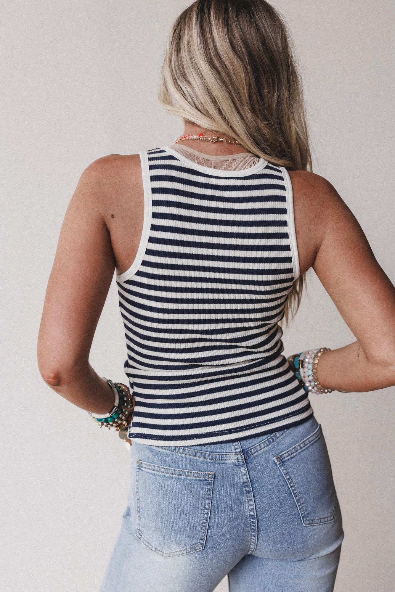 Wildflow Stripe Top - Navy - Image 3