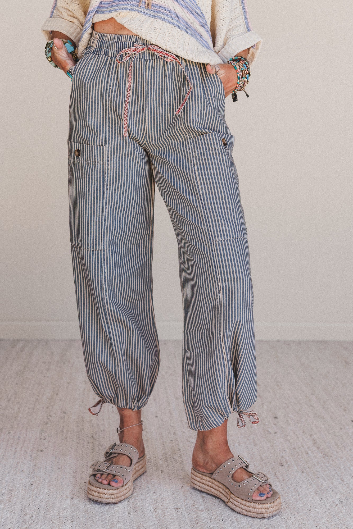 Wilson Striped Pants - Latte - Image 3