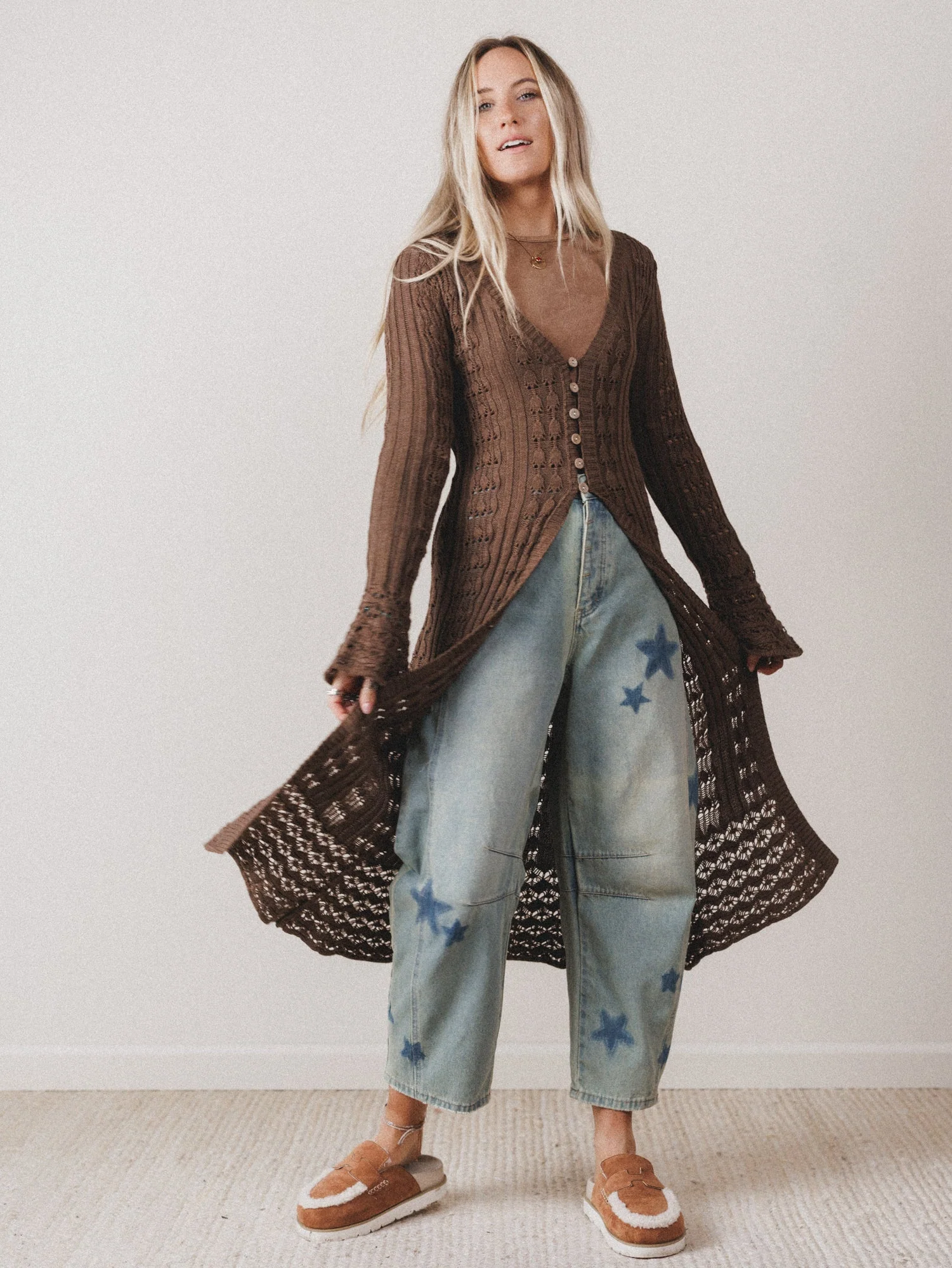 Windswept Long Knit Cardigan - Mocha - Pre Order